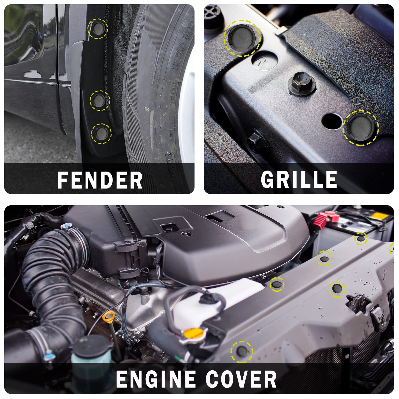 Gistilli 20PCS Black Bumper Engine Under Cover Fender Liner Fastener Clips for Hyundai Kia Equus Genesis 86595-2T500 1420608250B