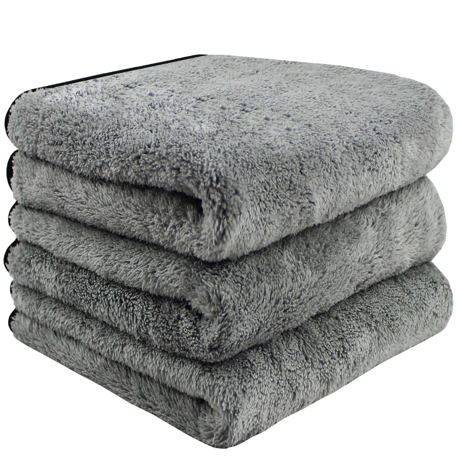 HIDMD Microfibre Car Drying Towels Car Washing Cloths for Drying Cleaning Grey 3 Pack 40 x 60 cm