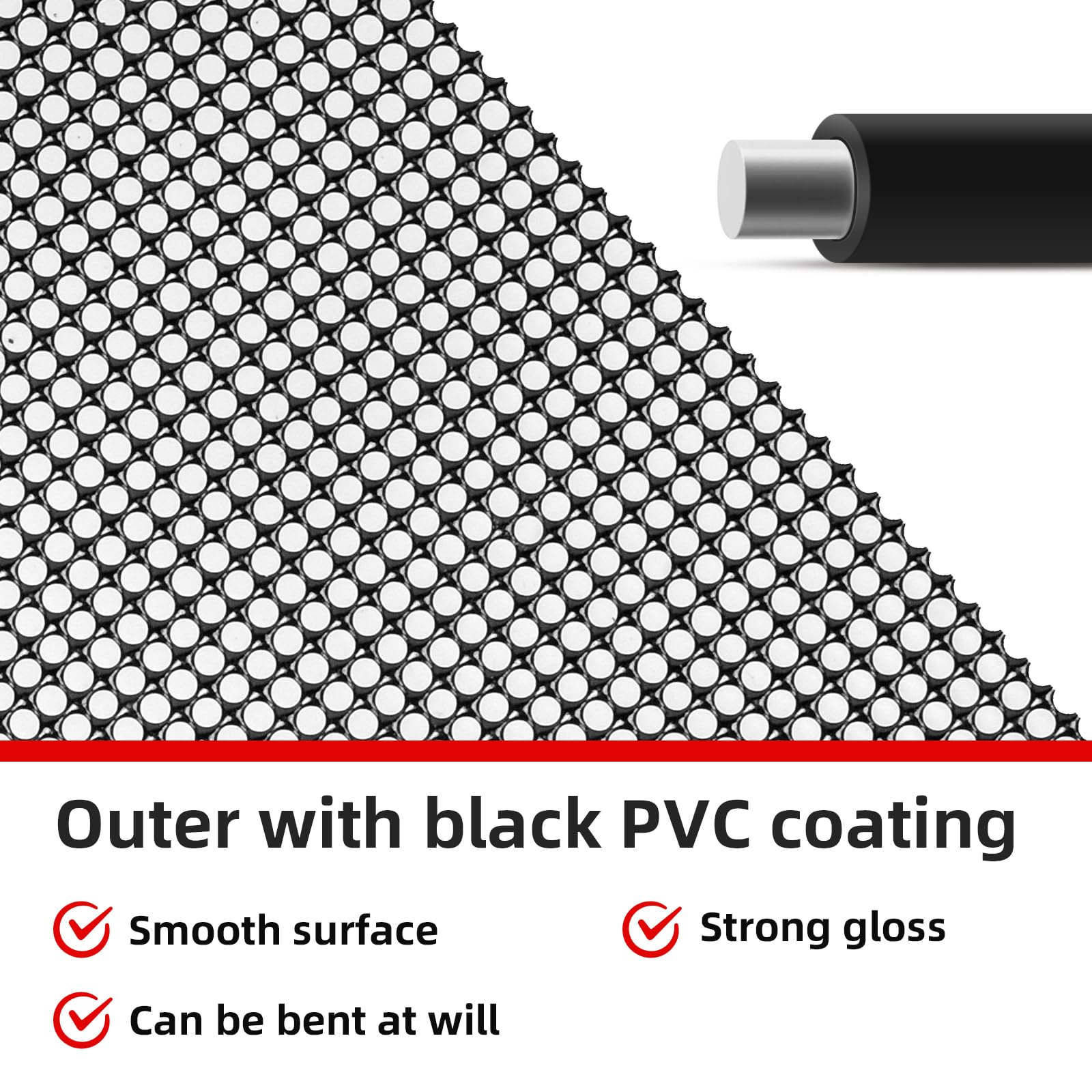 Aggauto 47In X 16In Stainless Steel Car Grill Mesh Screen, Pvc Coated 304 Stainless Steel Wire Mesh For Car Grille Vent, Cabinet