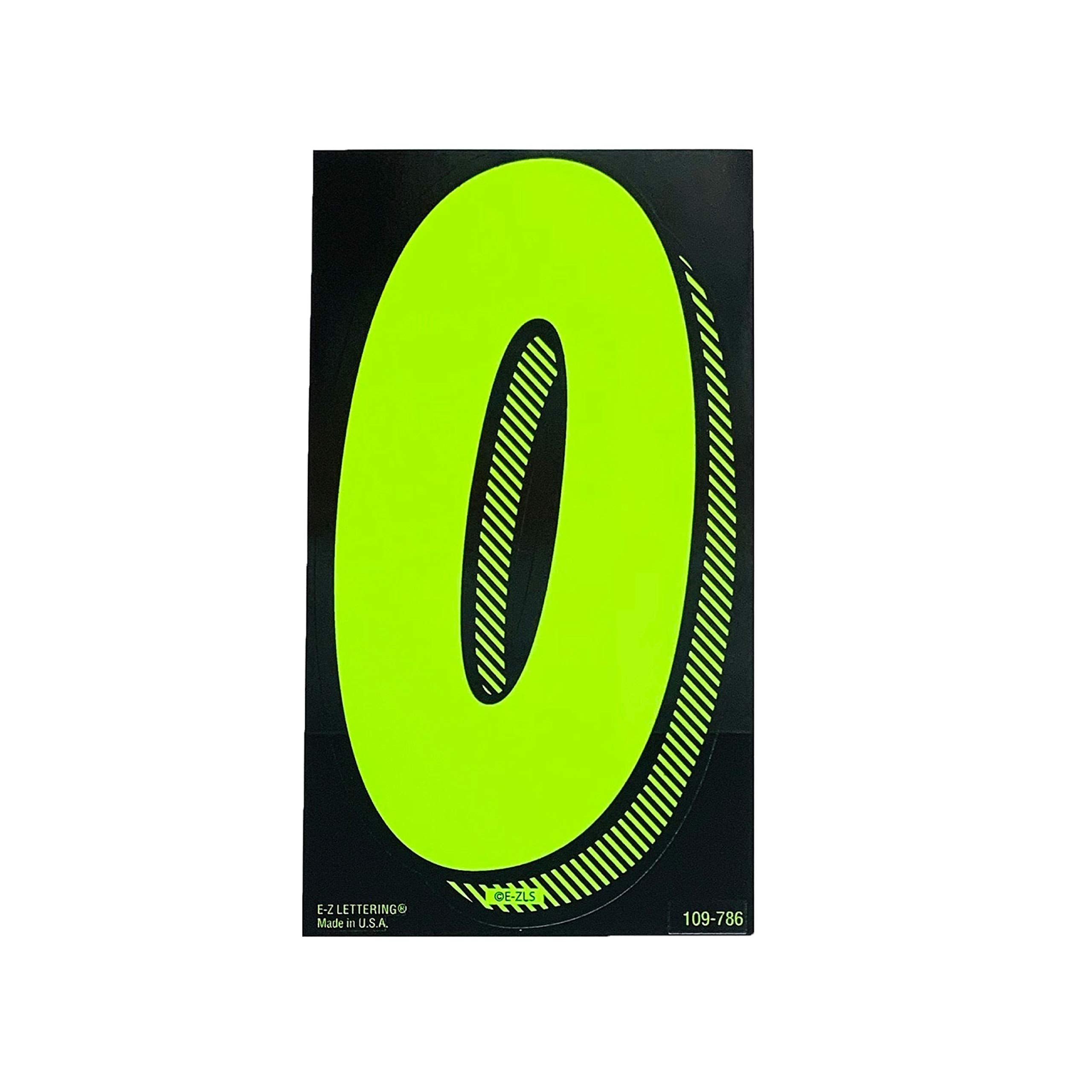 EZ Line Vinyl Decals for Cars Chartreuse Large Number Stickers Windshield Pricing Number (Number 0)