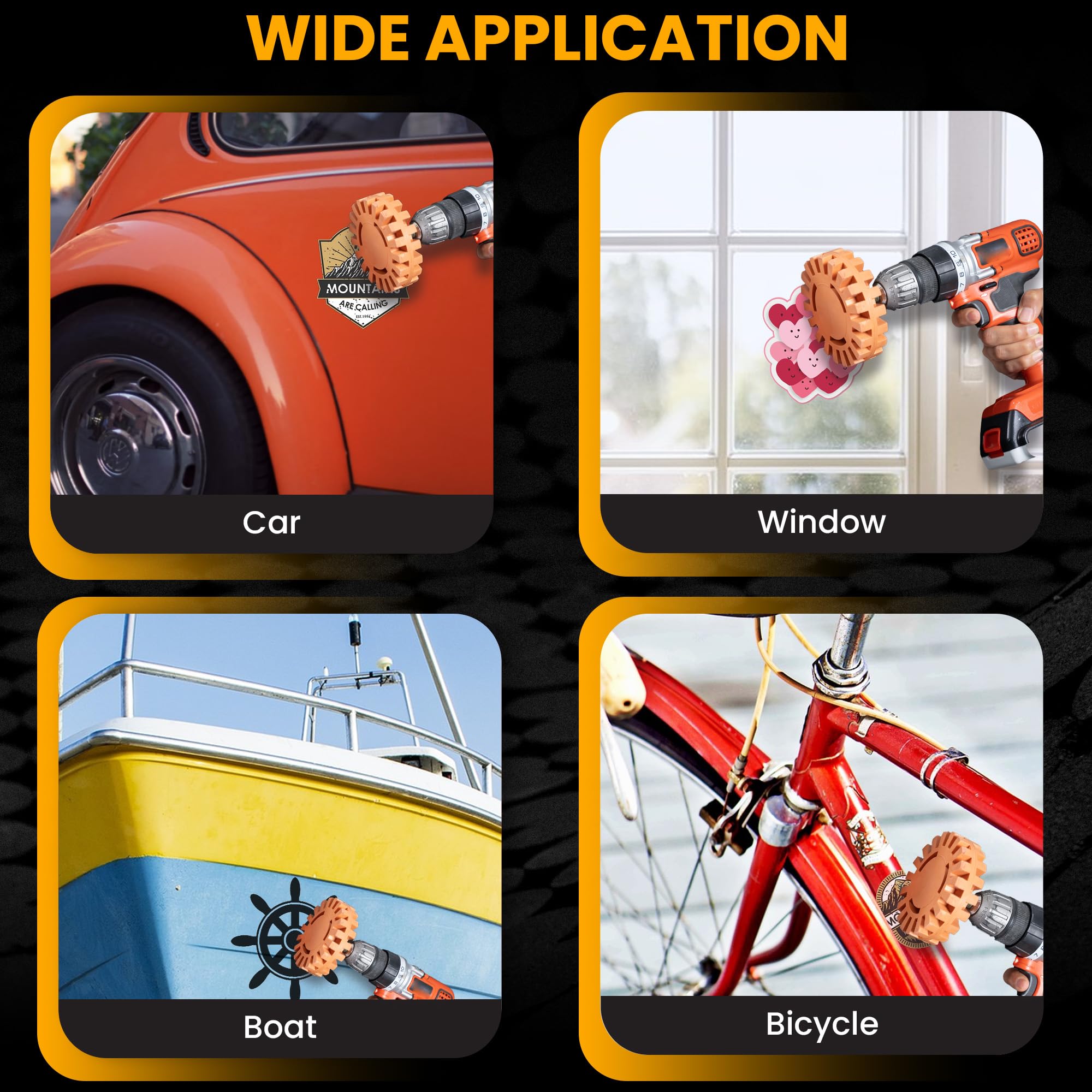 Glue Gone Rubber Eraser Wheel Decal Remover - Quick, Efficient, Reliable Tool for Removing Decals, Stickers, and Adhesives from