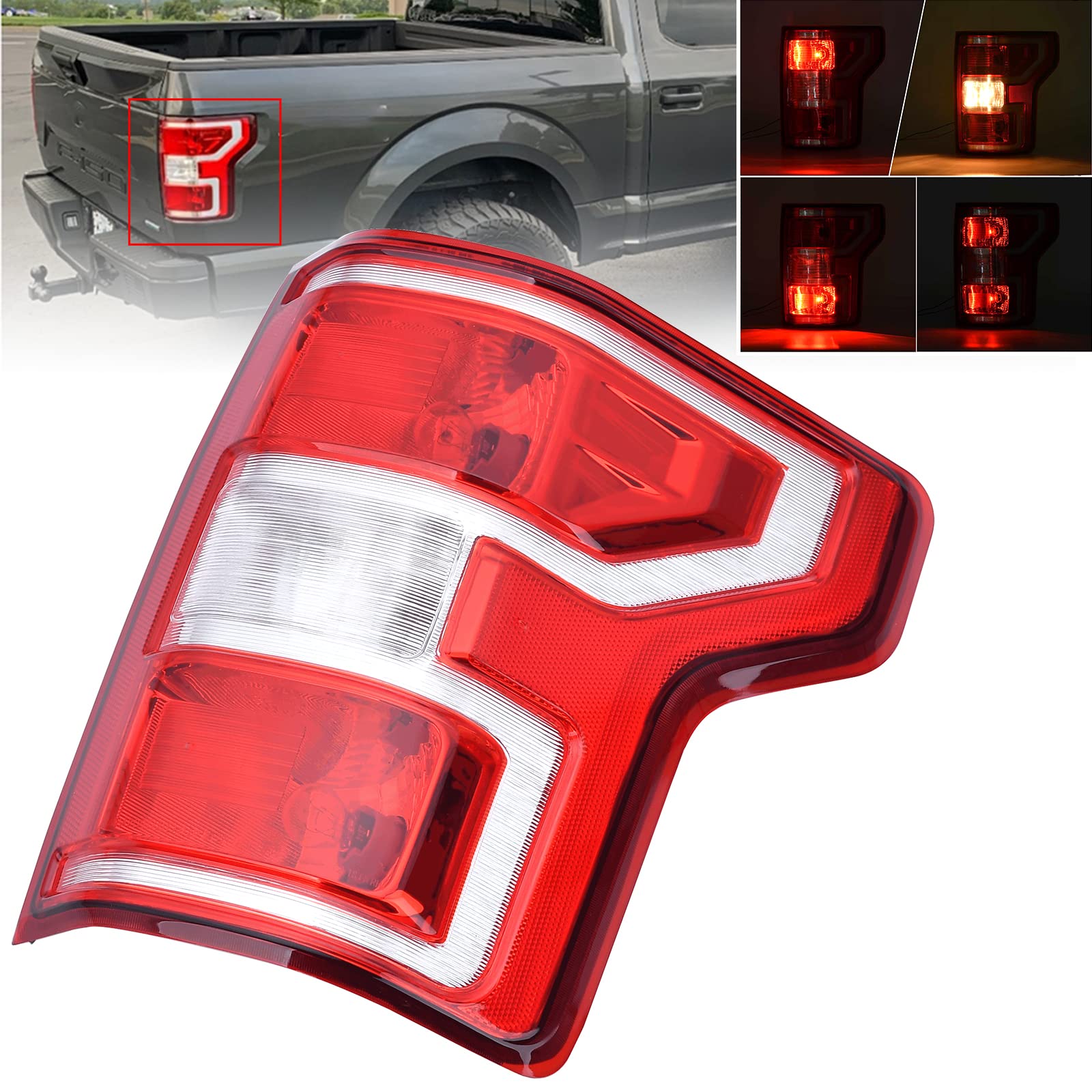 Nakuuly Tail Light Compatible With 2018 2019 2020 Ford F150 F-150 Right Passenger Side Taillight Rear Brake Lamp Signal Assembly