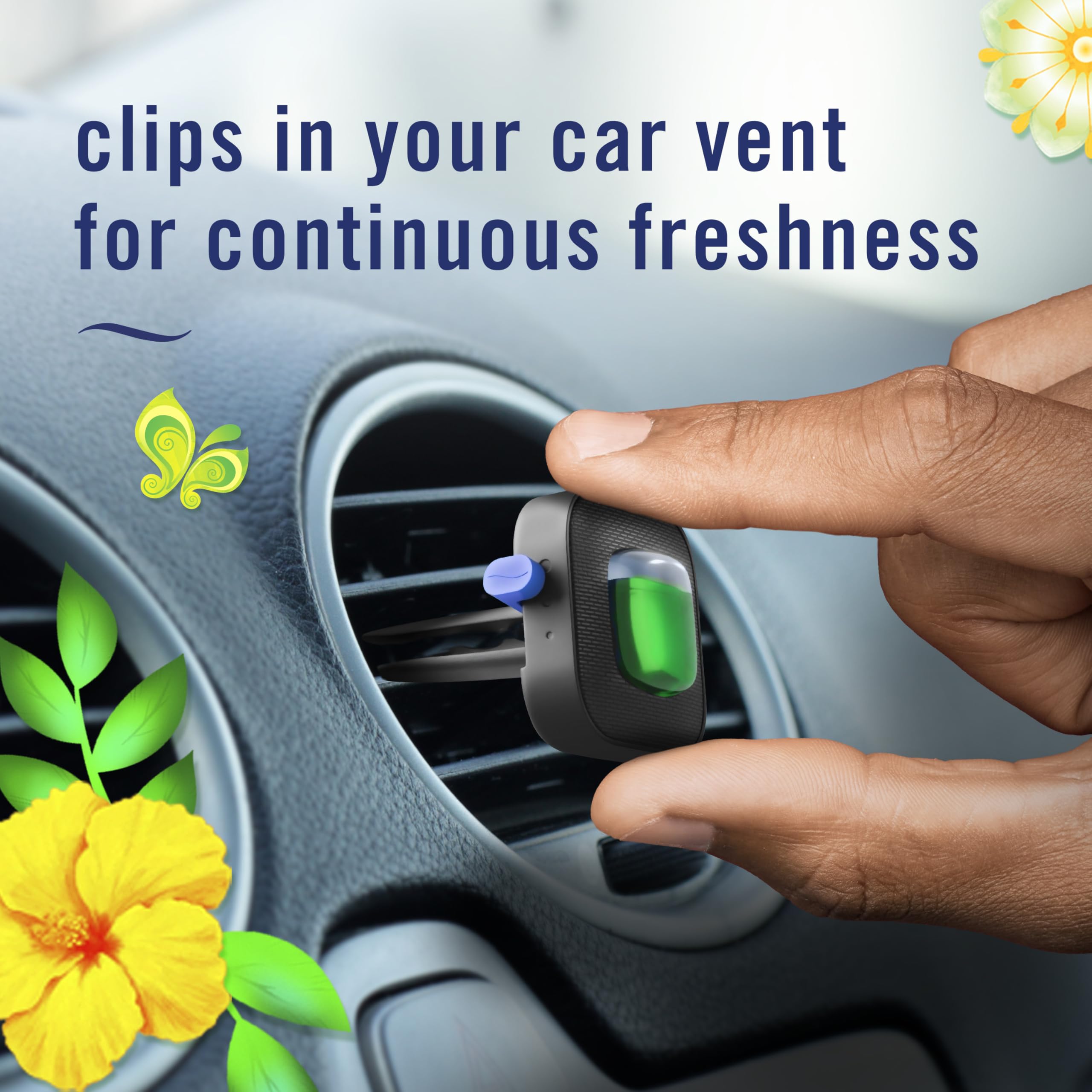 Febreze Car Vent Clip Auto, Home Office Ac Air Freshener & Odor Eliminator, With Gain Original - 2 Pieces