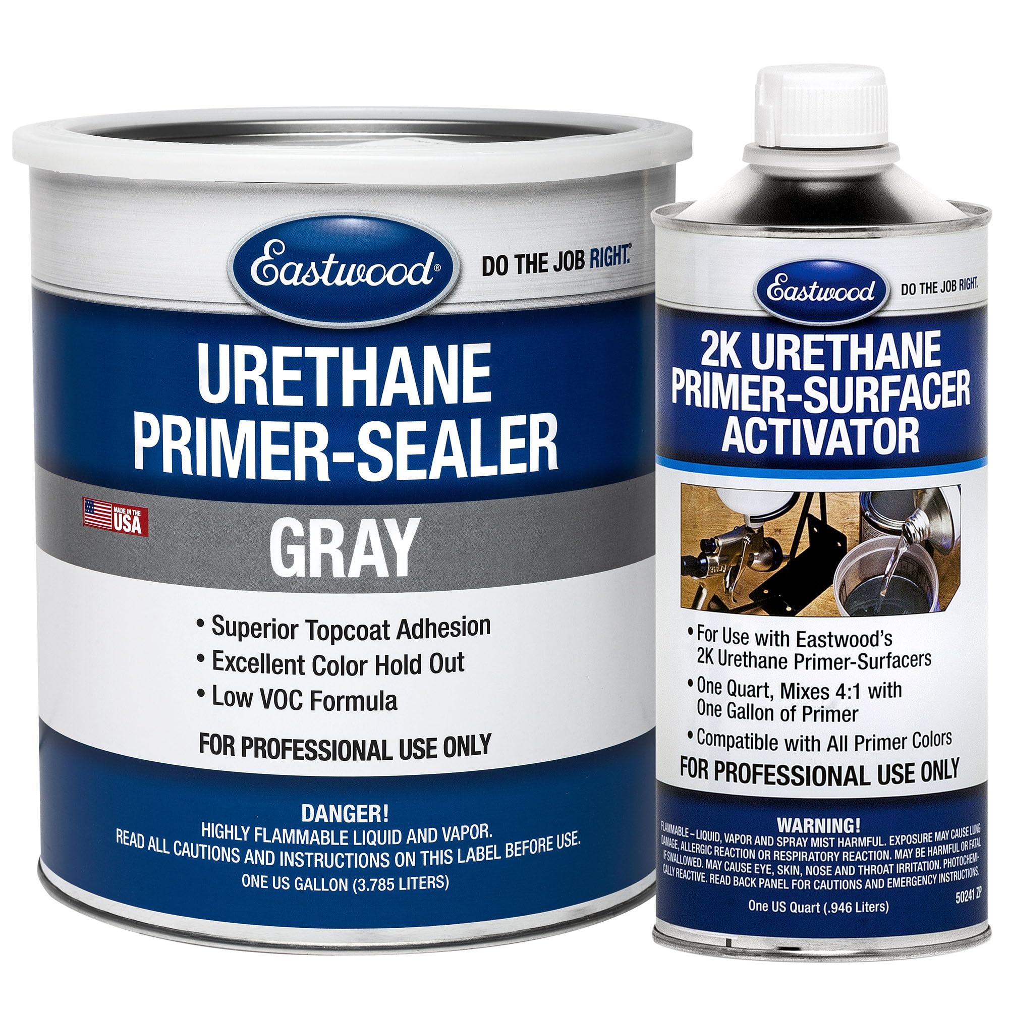 Eastwood Urethane Automotive Spray Paint Primer Sealer and Activator Kit | Gray