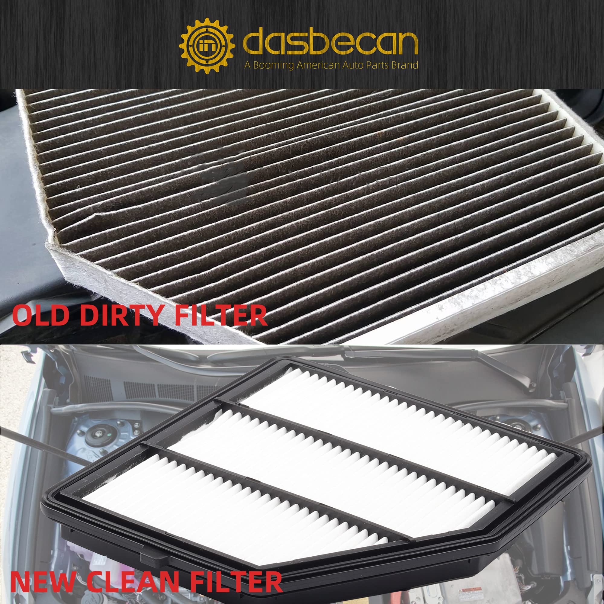 Dasbecan Ca12551 Engine Air Filter Compatible With 2019 2020 2021 2022 2023 2024 Nissan Altima 2.5L Replace# 165466Ca0A
