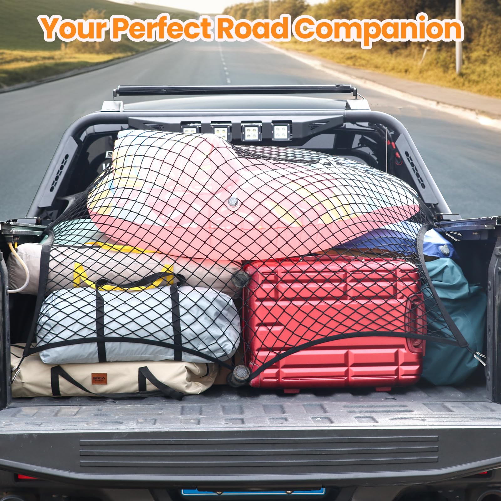 Truck Bed Net, Highly Elastic Cargo Net for Pickup Truck Bed, Stretchable Mesh Organizer for Pickup Trunk Bed, Suitable for Dail