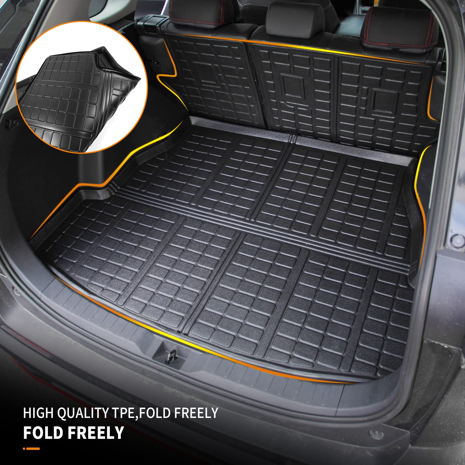 Bomely Fit 2019-2023 Toyota Rav4 Trunk Mat Tpe Cargo Liner All Weather Rear Seat Back Protectors For Toyota Rav4 Accessories (Backrest Mats+Cargo Liner)