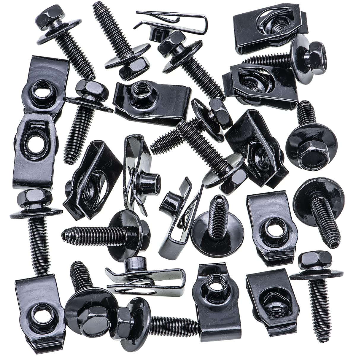 Rexka 15 Sets M6-1.0 Bolts & U-Nuts - Extruded U Nuts & Body Bolts Kits for GM Ford Chevy Buick ChryslerCadillac - Body Fender B