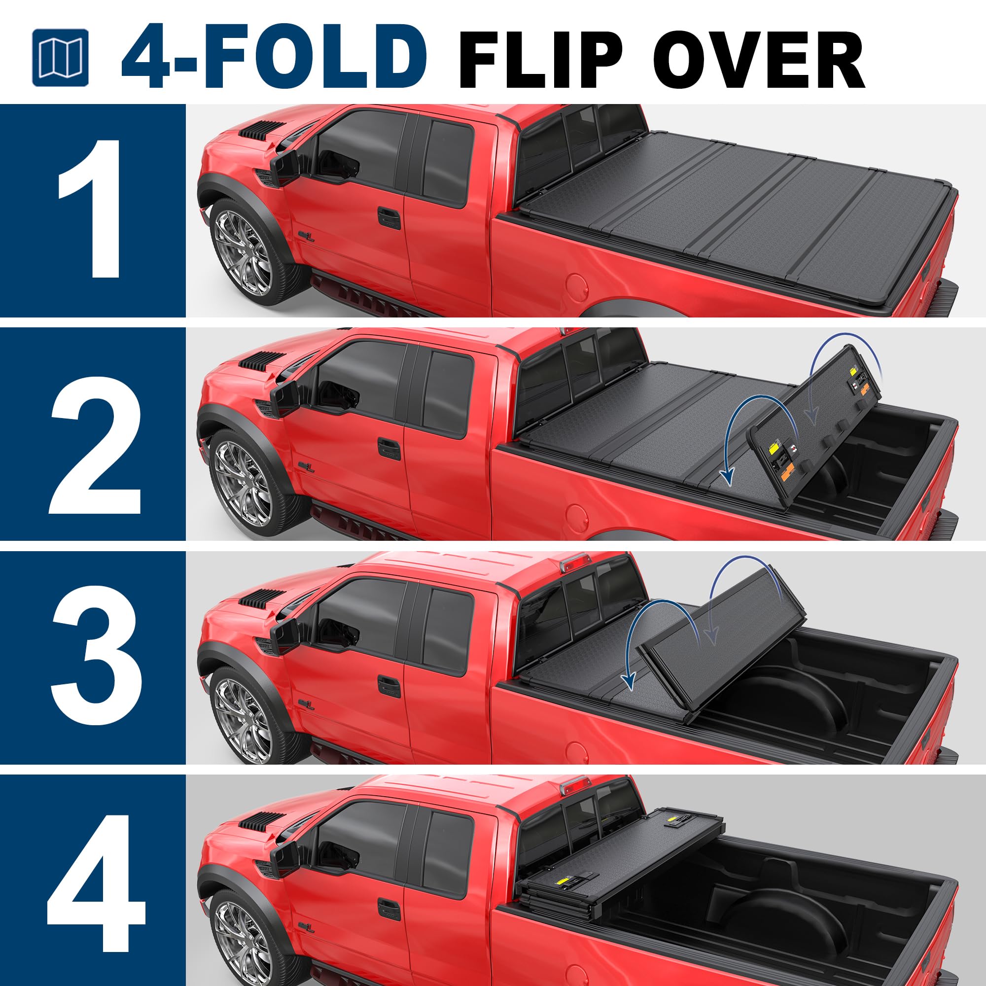 Mostplus Quad Fold Hard Truck Bed Tonneau Cover Compatible With 2015 2016 2017 2018 2019 2020 2021 2022 2023 2024 2025 Ford F150