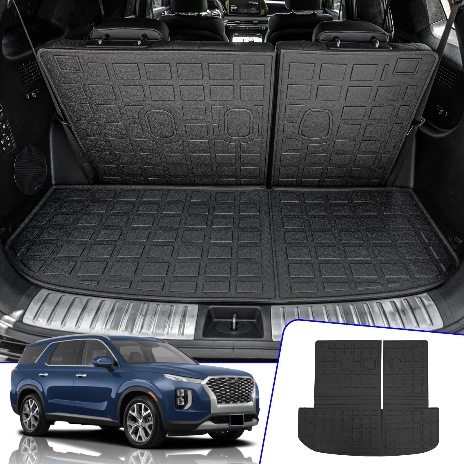 Rongtaod Cargo Mat Compatible With Hyundai Palisade 2020-2025 Trunk Mat Cargo Mat Cargo Liner All Weather Trunk Liner 2024 Palis