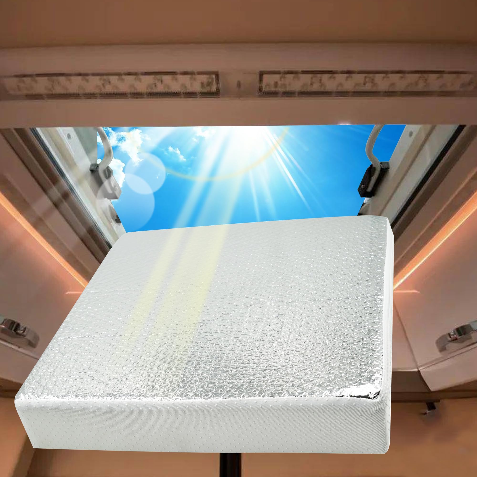 runfider 22 * 14 * 3'''' RV Vent Insulator RV Skylight Cover with Reflective Surface Universal Camper Skylight Shade for Vent In