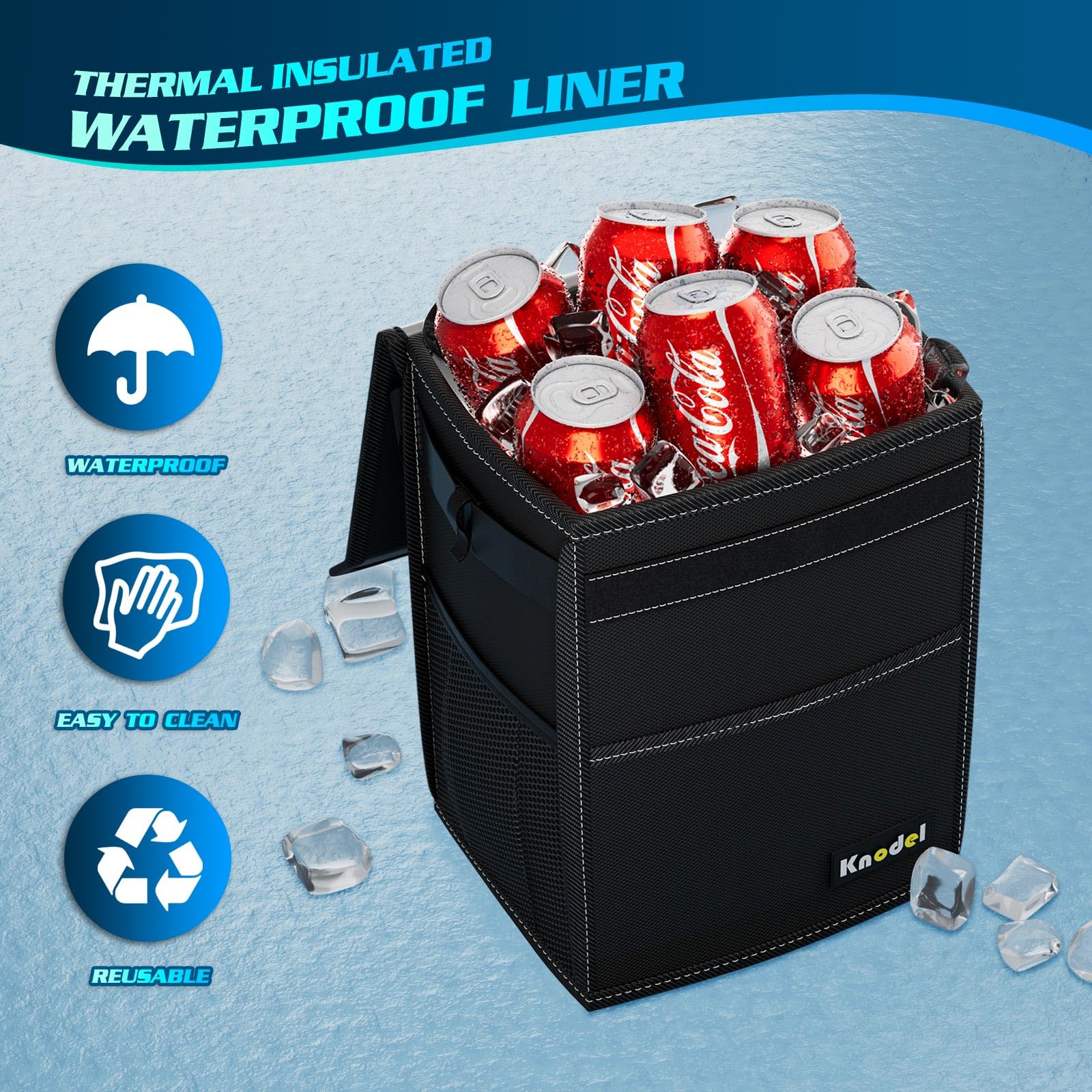 K Knodel 2 Gallon Black Leak-Proof Waterproof Car Trash Can With Lid