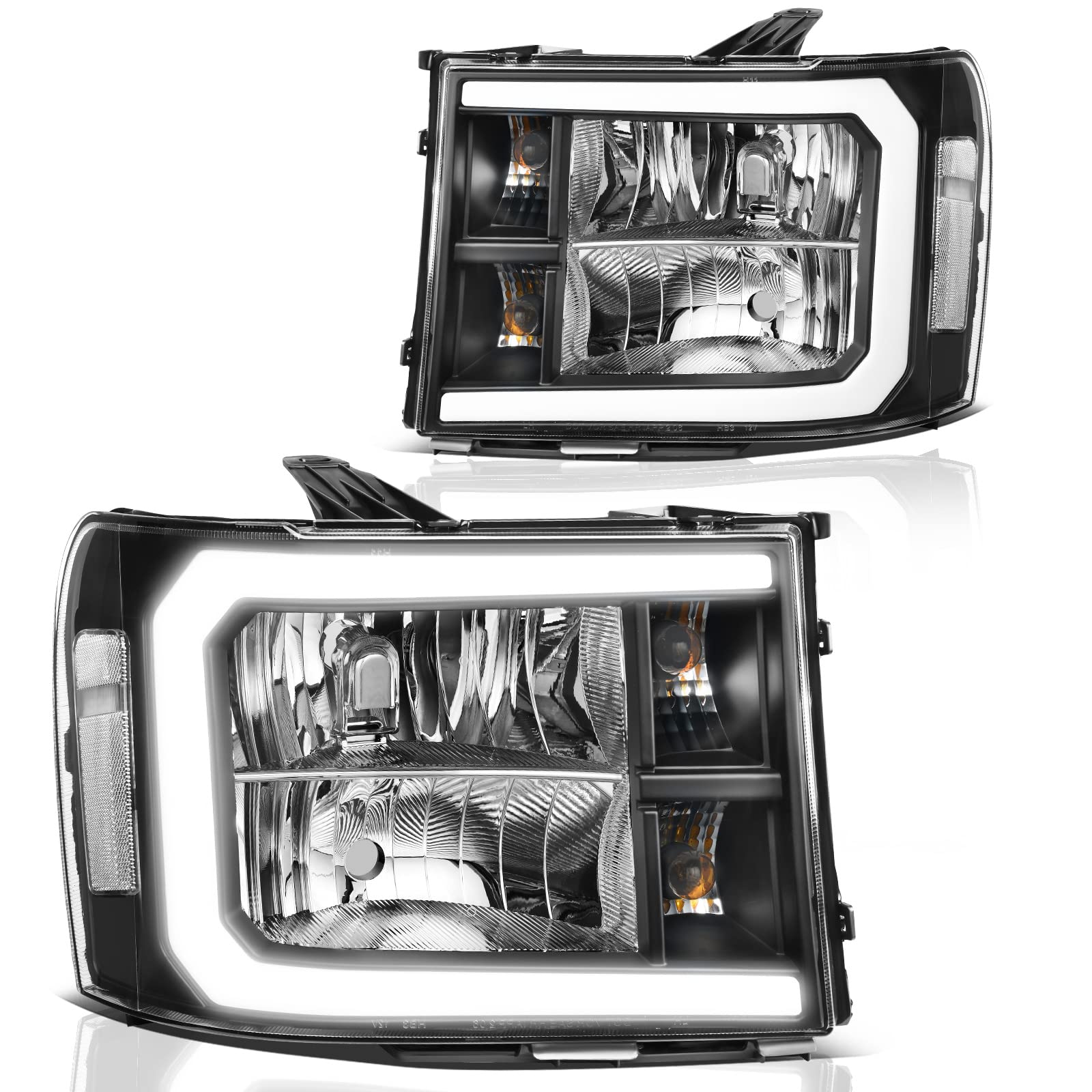 Dwvo Led Drl Headlight Assembly Compatible With 2007-2013 Gmc Sierra 1500/2007-2014 Gmc Sierra 2500 Hd/Sierra 3500 Hd (Not Fit C