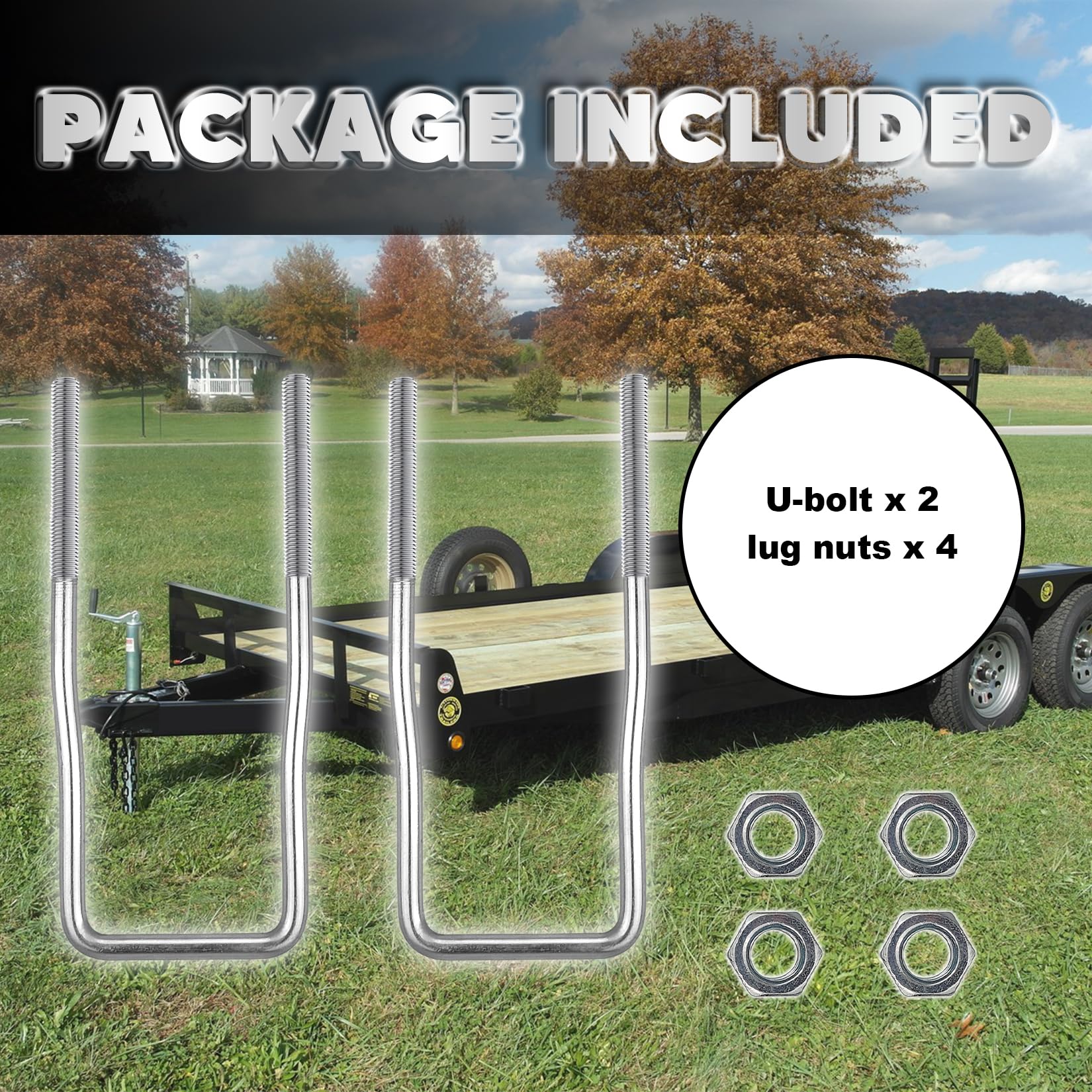 Vonlx U-Bolt Spare Tire Carrier Holder Bracket For Trailer Side Mount 4 Or 5 Lug Zinc Plated Fit For Ski Boat, Fishing Boat Or S