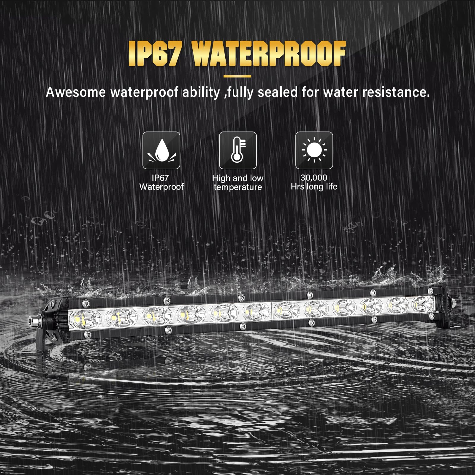 Skyworld 13 Inch 60W Single Row Led Light Bar Low Profile Ultra Thin Slim Mini Spot Off Road Driving Lights Led Fog Lights Boat