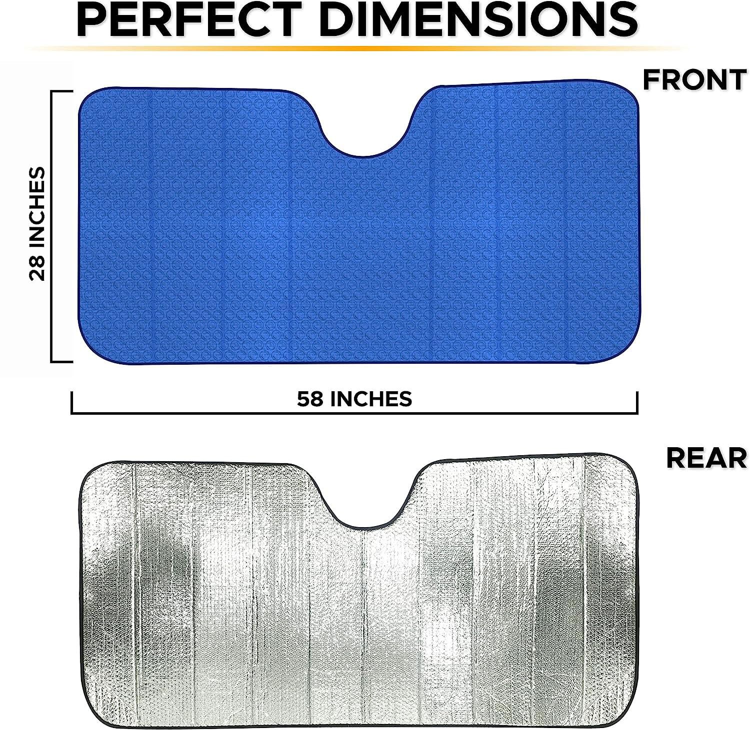 Econour Accordion Windshield Sun Shade (Blue) | Reflective Car Window Shades For Front Window Keeps Sun And Heat Out | Sun Visor For Car Windshield Controls Car Interior Temperature | 58 X 28 Inches