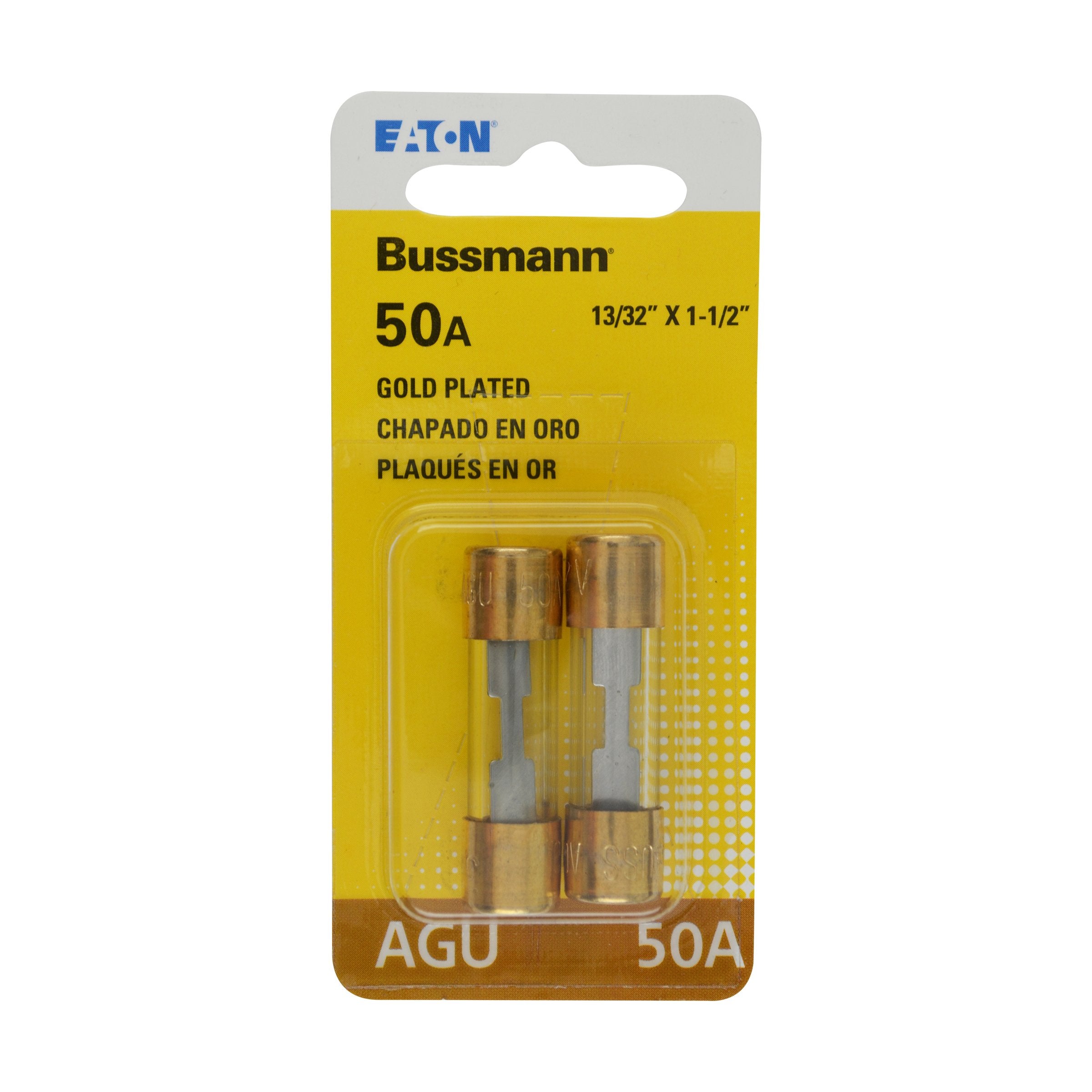 Bussmann (Bp/Agu-50Gp-Rp) Gold Plated 50 Amp Fast Acting Agu Fuse, (Pack Of 2)