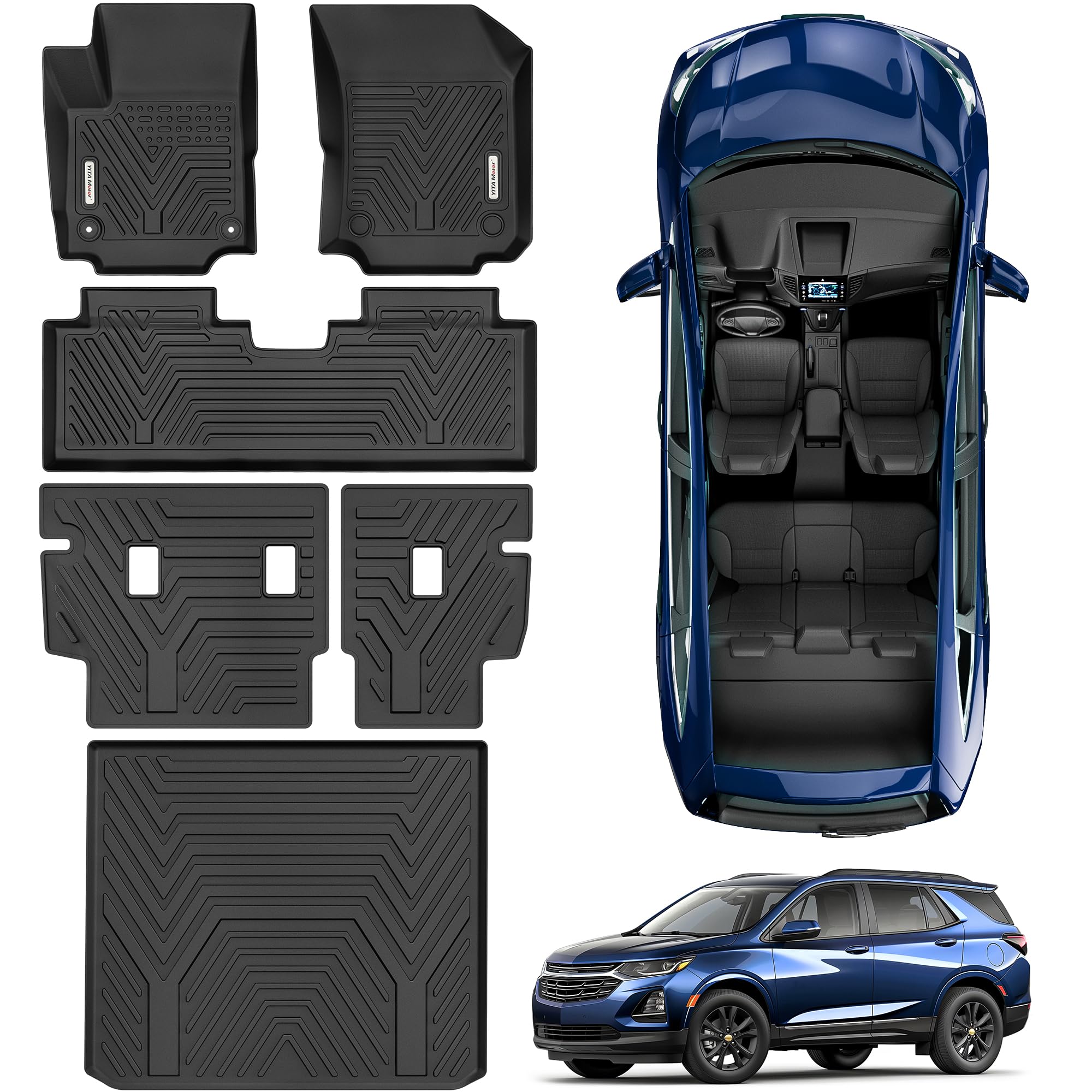 Yitamotor Floor Mats Fit For 2018-2024 Chevrolet Equinox/Gmc Terrain, Tpe All Weather Chevy Equinox Floor Liners With Backrest M