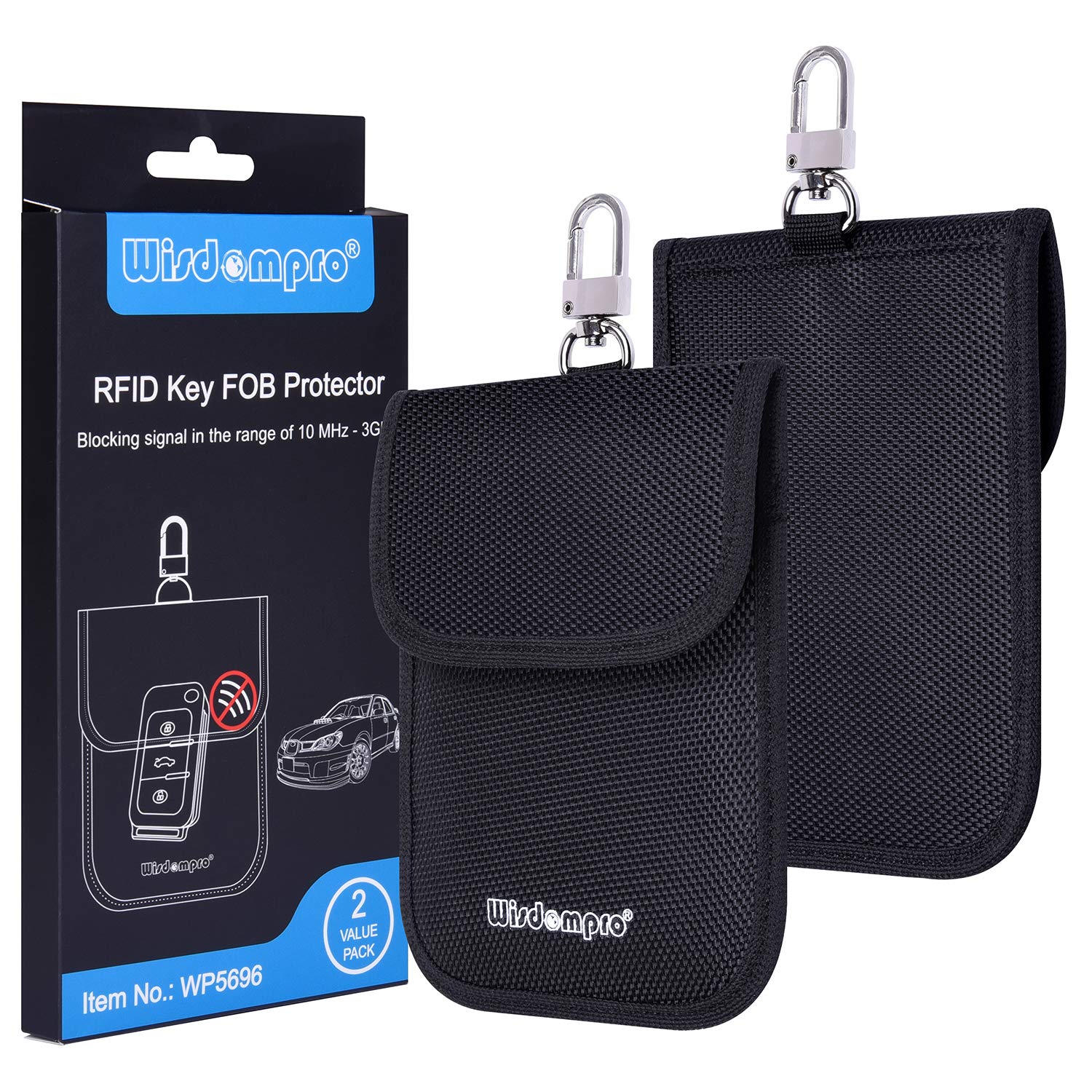 Wisdompro Faraday Bag For Key Fob (2 Pack), Wp5696 Rfid Key Fob Protector Rf Car Signal Blocking Faraday Cage Protector With Key