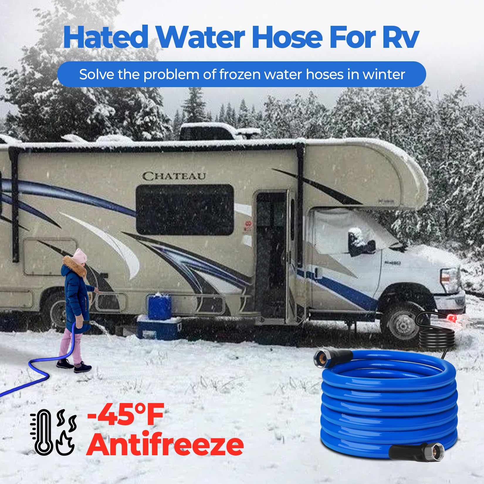 Hohometic 75Ft Heated Water Hose For Rv,-45 ? Antifreeze 4.0 Upgraded Heated Drinking Garden Water Hose,Rv Accessories,Rv Water