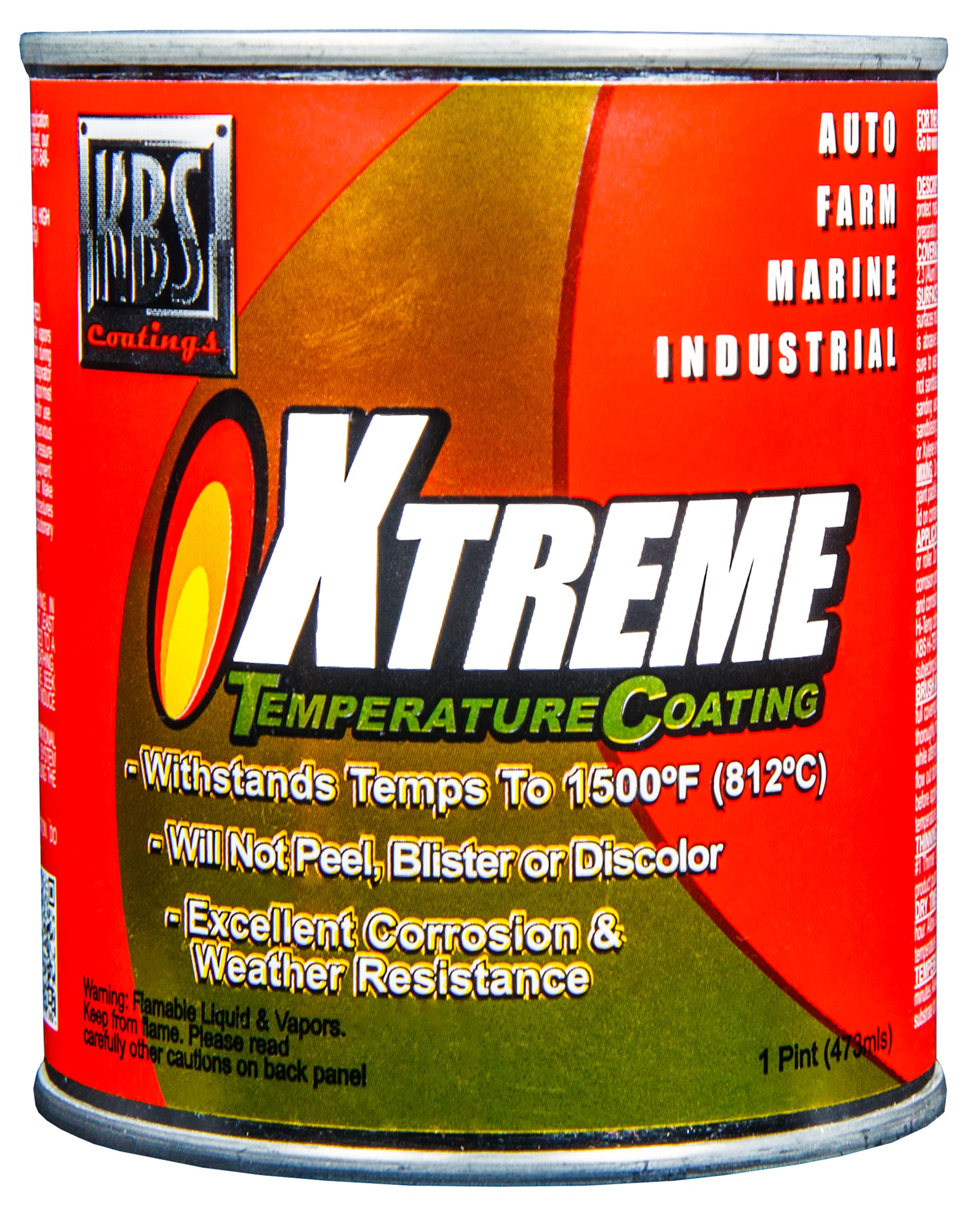 KBS Coatings 65302 Jet Black Xtreme Temperature Coating - 1 Pint