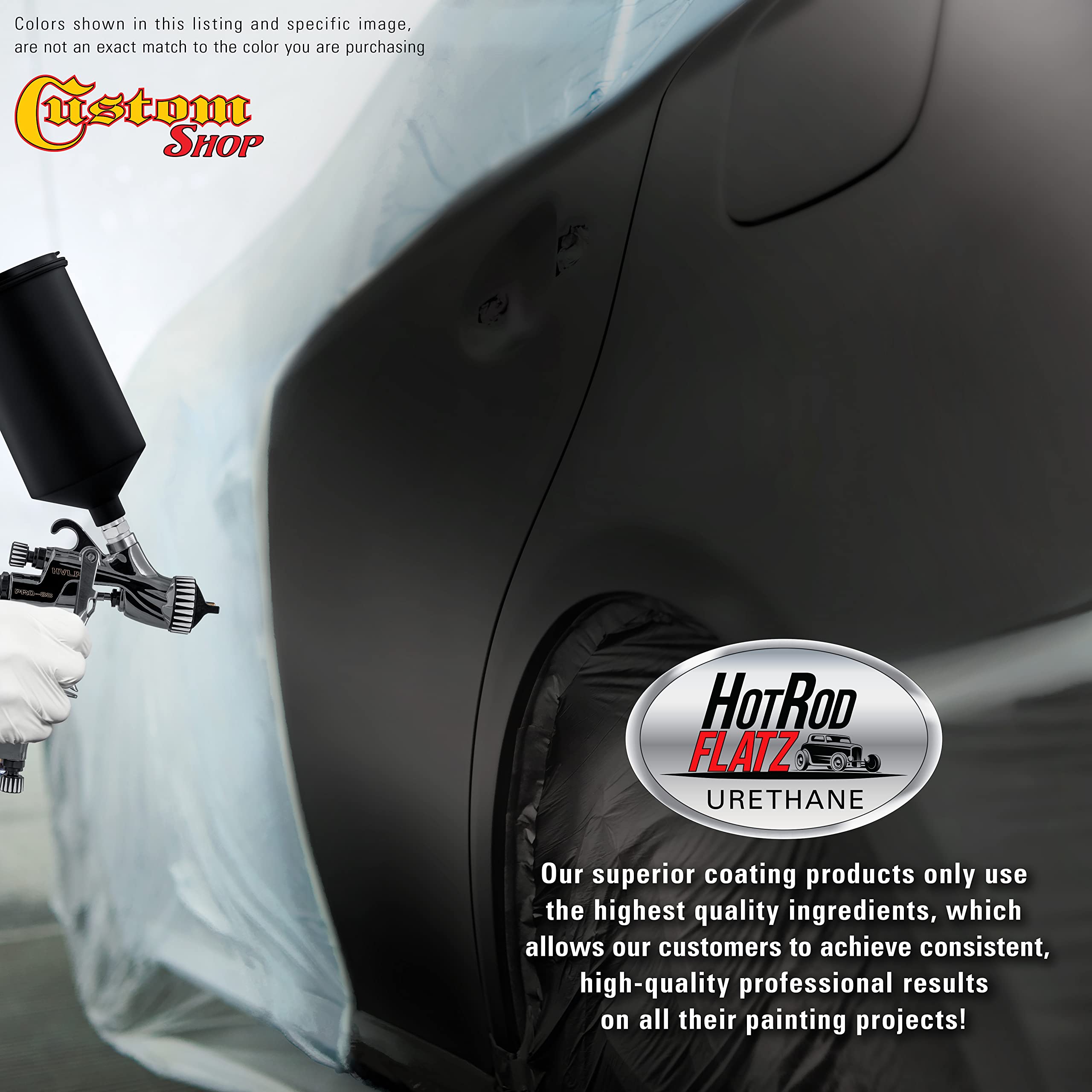 Custom Shop - Hot Rod Black - Hot Rod Flatz Flat Matte Satin Urethane Auto Paint - Complete Gallon Paint Kit - Professional Low