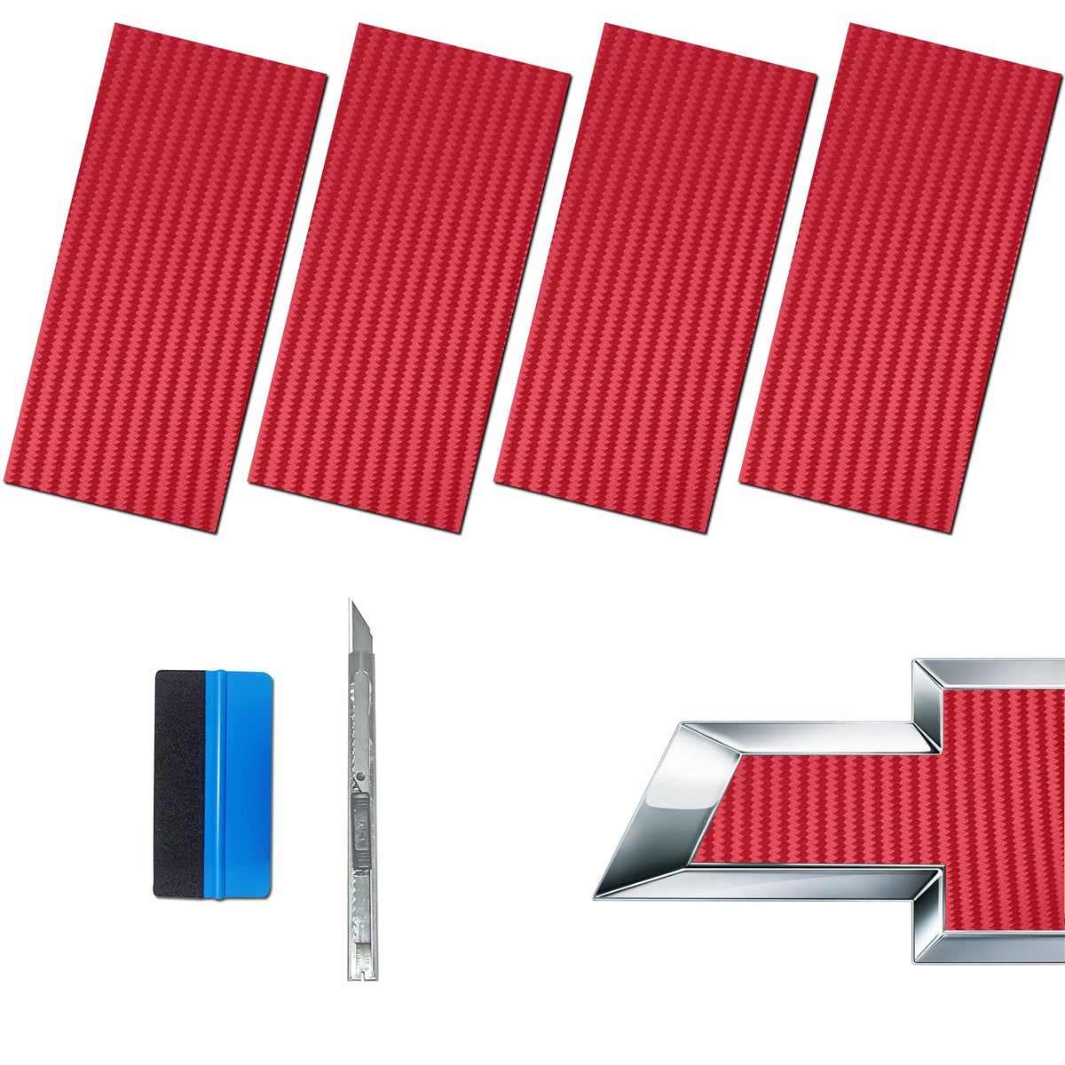 LZLRUN Compatible with Bowtie Logo Wrap Stickers Cut-Your-Own Emblem Overlay DIY Decals for Chevy (11.8 Inch x 4 Inch) (Red Carb