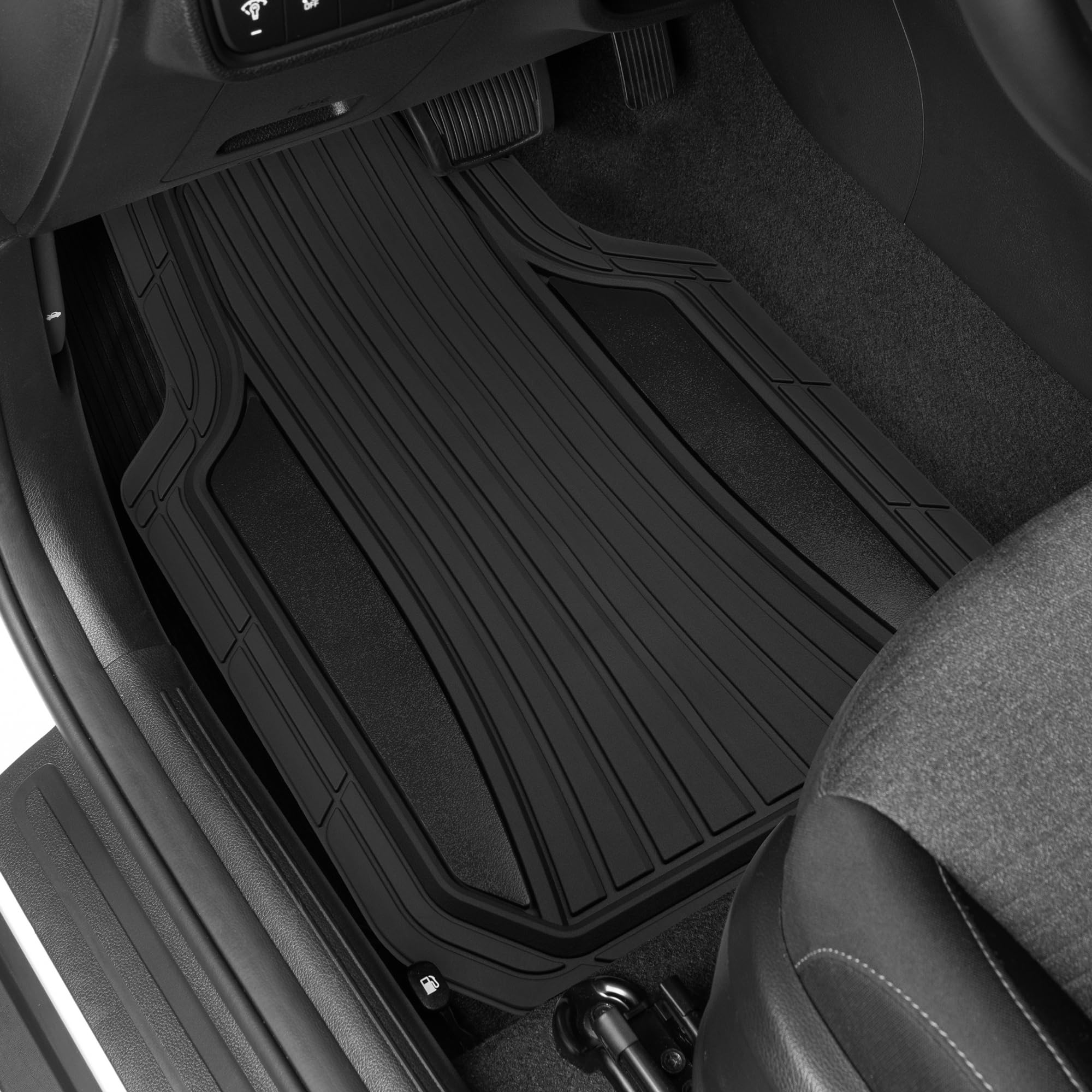 Motor Trend Rubber Car Floor Mats - Durable, All Weather Protection with Non-Slip Backing, Two Tone Accent - For Front and Rear