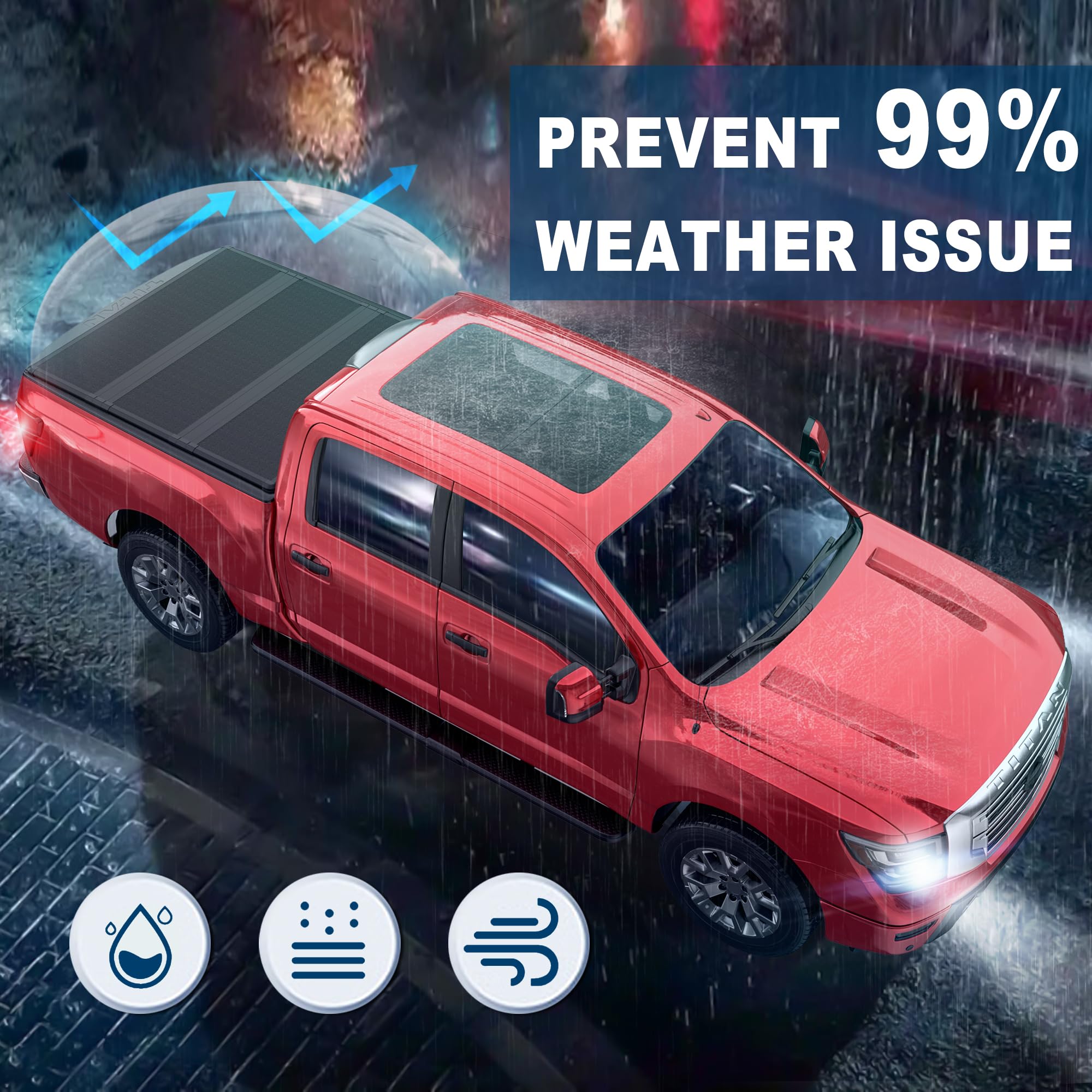 Mostplus Tri-Fold Soft Vinyl Truck Bed Tonneau Cover Compatible With 2005-2025 Nissan Frontier 6Ft Feet Bed,Fleetside On Top