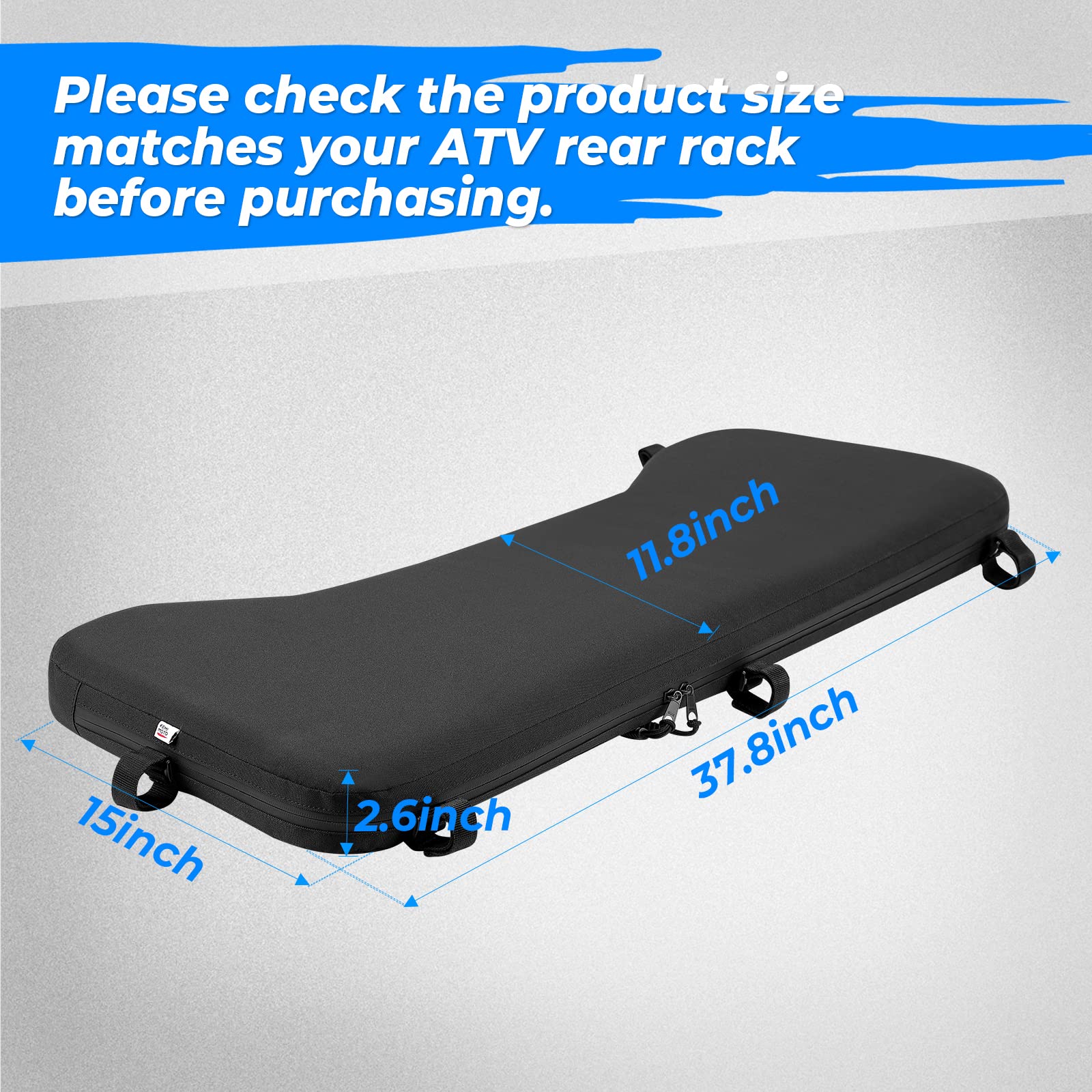 Kemimoto Atv Rack Pad, Four Wheeler Rack Seat Cushion For Passenger Compatible With Fourtrax Foreman Rancher Kawasaki Brute Forc