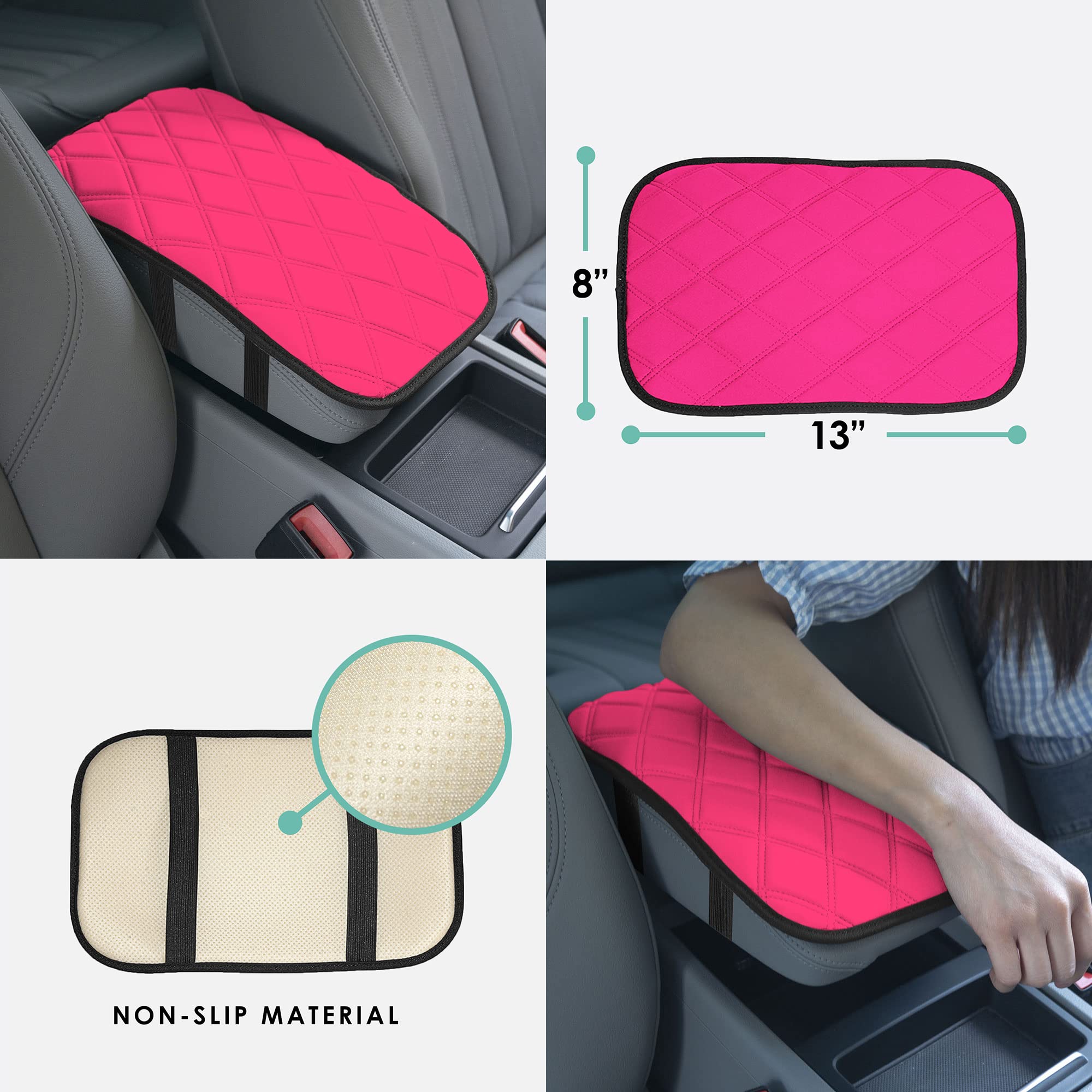 FH Group Diamond Pattern Neosupreme Center Console Pad Water-Resistant Black Seat Box Cover Protector fits Most Cars, SUVs, and