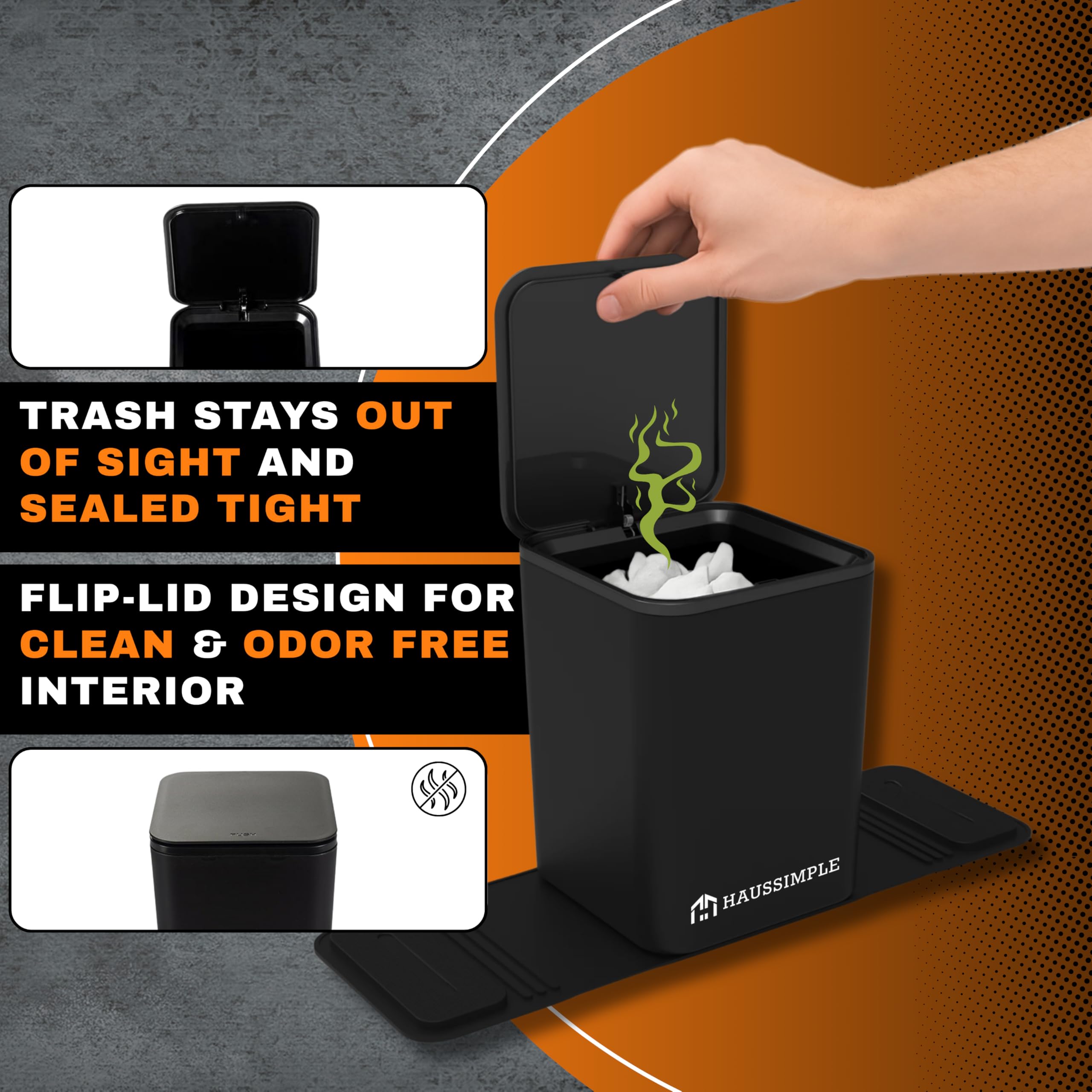 Car Trash Can Leakproof Compact Garbage Bin W/ Stability Flap, Anti-Slip Base, Portable Trash Holder For Cars, Trucks, Suvs, Min