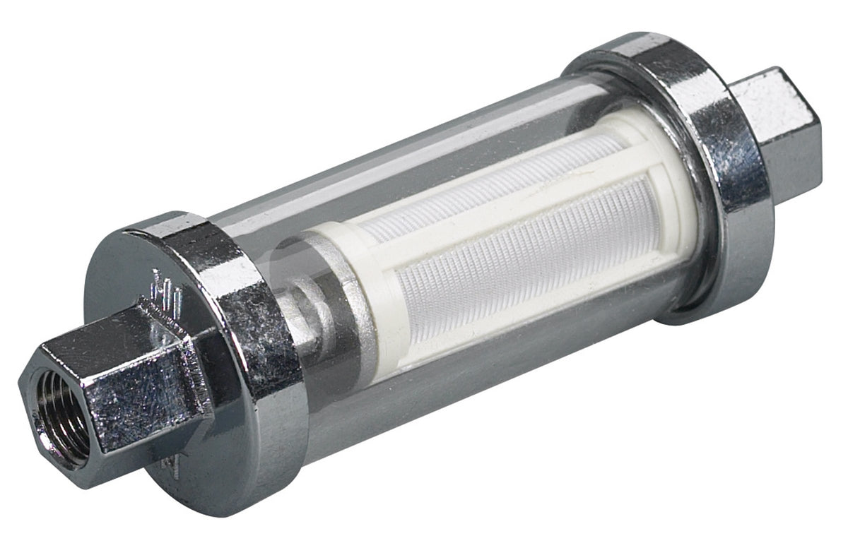 Moeller Universal Inline Glass View Fuel Filter (3/8, 5/16, & 1/4 Barb In Kit)