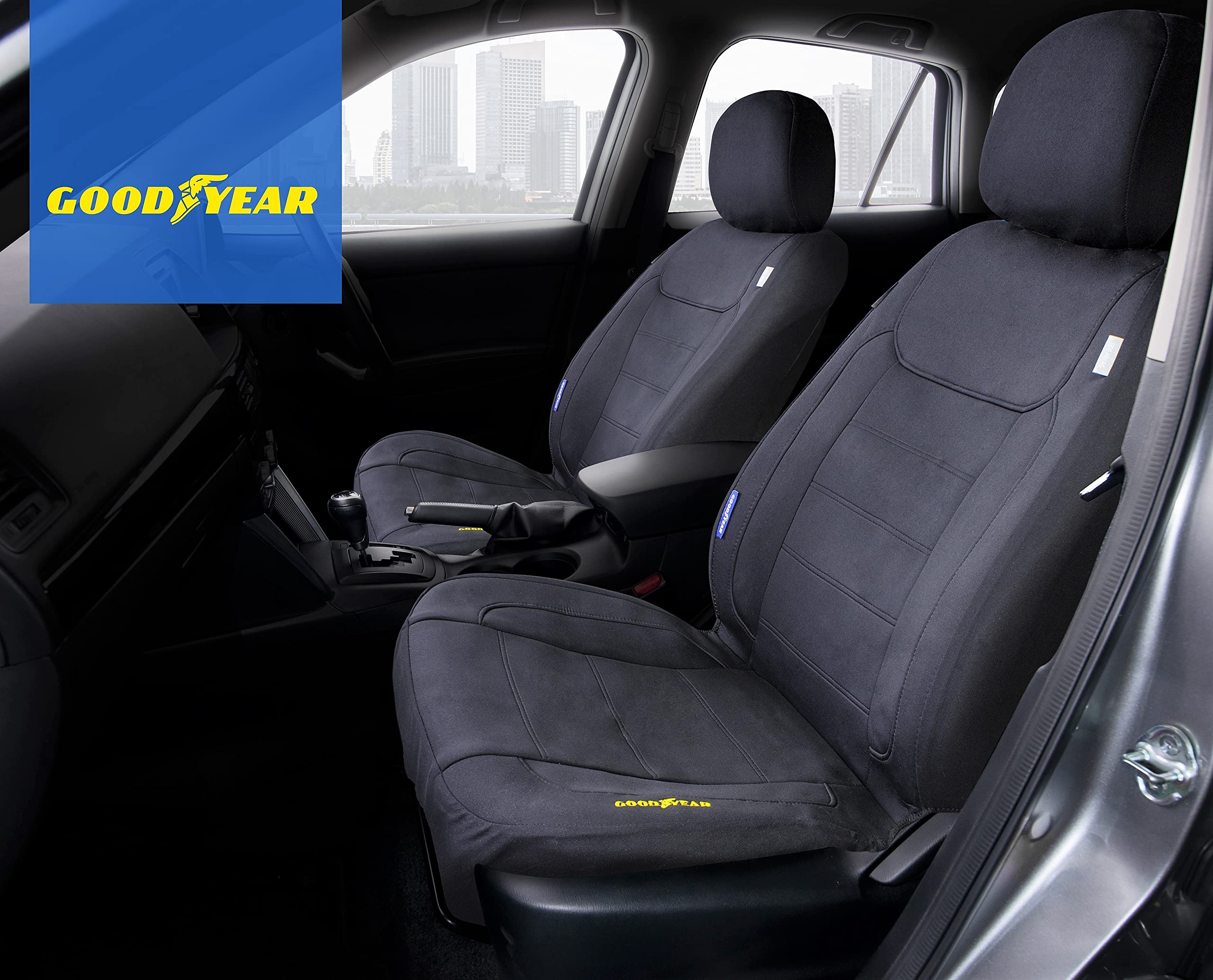 Goodyear [2 Pack Water Resistant Car Seat Cover, 100% Pure Neoprene Fabric for Maximum Protection, Fits Most Cars, Side Airbag C
