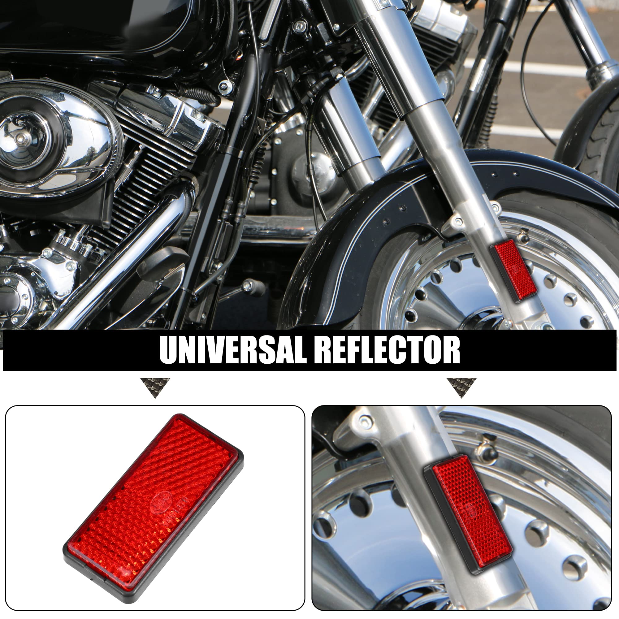 X Autohaux 8 Pcs Rectangular Stick-On Safety Spoke Reflective Self Adhesive Reflector For Gate Posts Cars Trailer Motorcycle Trucks Boat Bicycle Bike Red