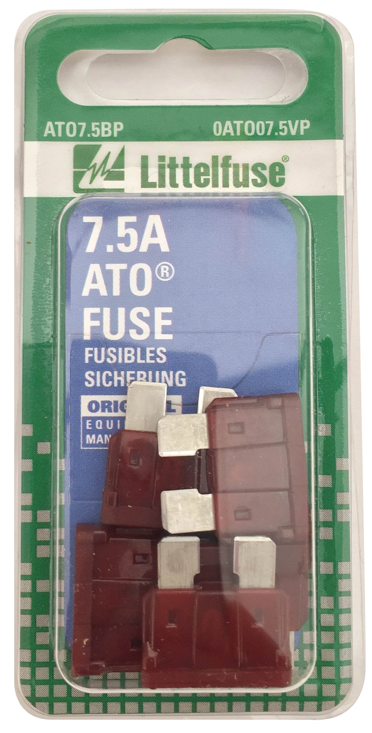 Littelfuse 0ATO07.5VP ATO 32 Volt 7.5 Amp Carded Fuse, (Pack of 5)