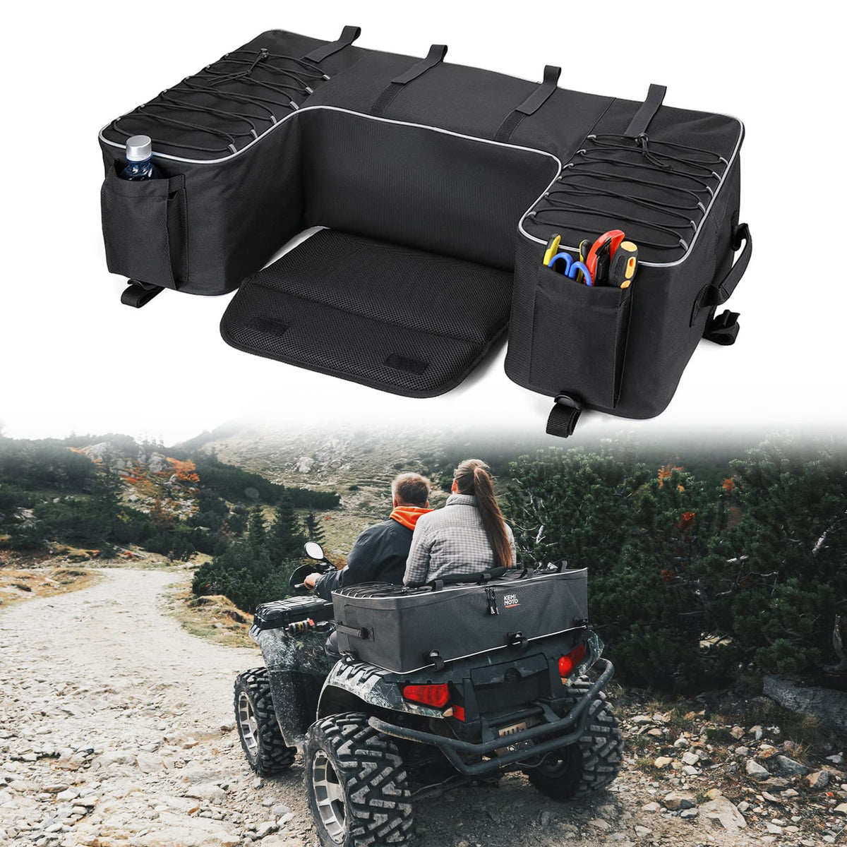 KEMIMOTO ATV Storage Bags, 50L ATV Rear Seat Storage Bag Water-Resistant Four Wh WBCARB08BR6TGRD