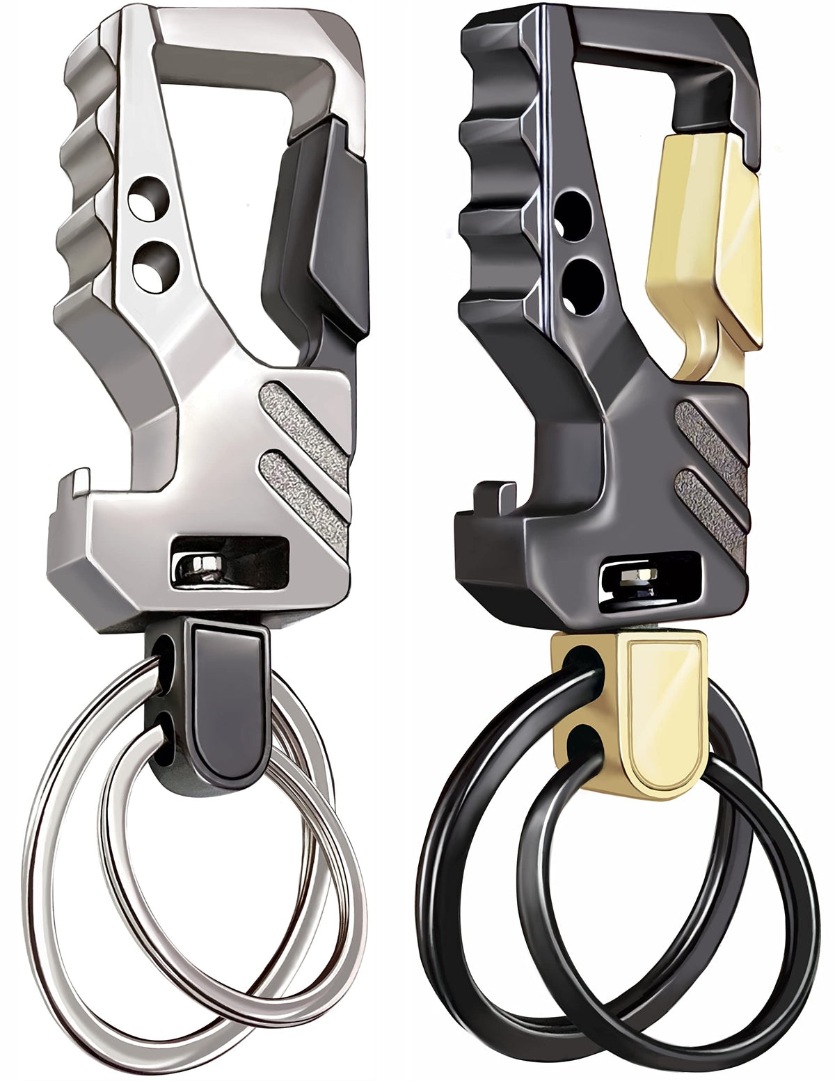Gabox 2Pcs Keychains Edc Key Rings Key Chains Bottle Opener Auto Car Keys Tactical Carabiner Keychain With Clip