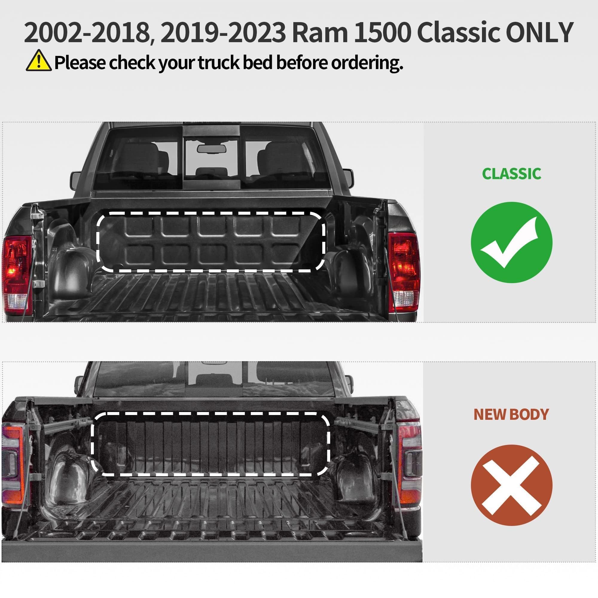 OEDRO Soft Roll Up Truck Bed Tonneau Cover Compatible with 2002-2024 Dodge Ram 1500 Classic Only, 2003-2024 Dodge Ram 2500 3500,