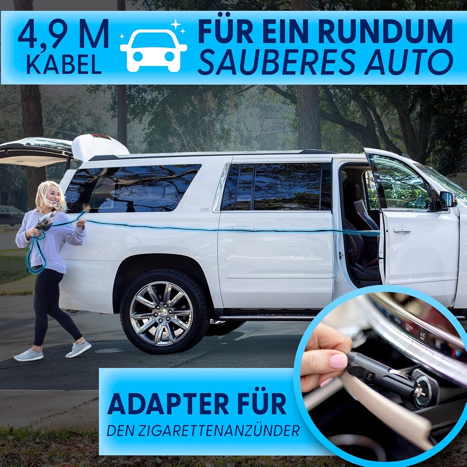 ThisWorx Car Vacuum Cleaner - Portable Handheld Mini Vacuum Cleaner W/ 16ft Cord, Bag, & Attachments - Small Vacuum for Car, RV,