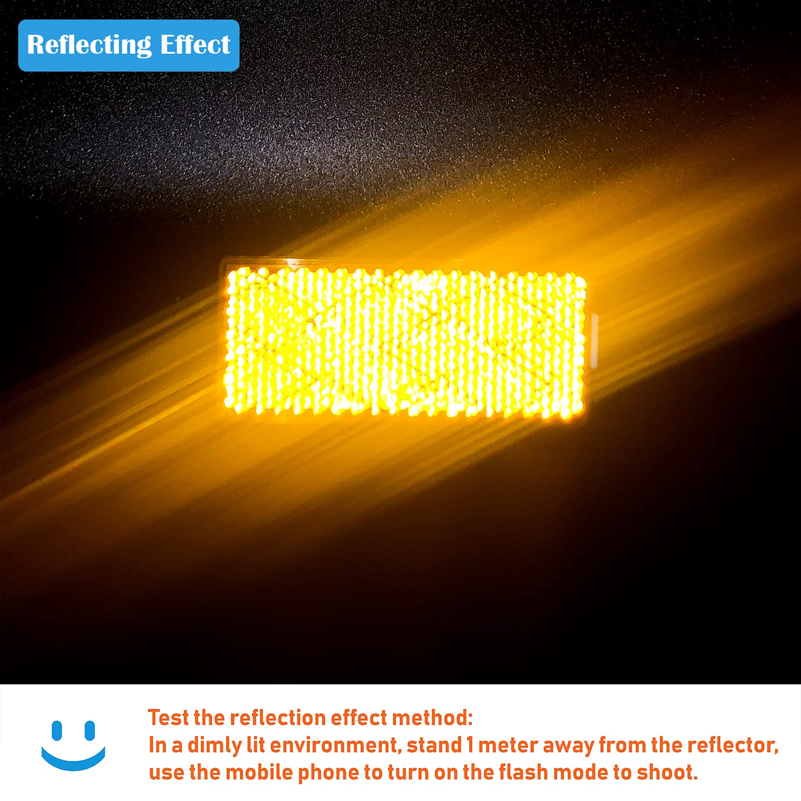 Welnent E-Mark Dot Ccc 2Pcs Rectangle Reflector Self Adhesive Stick On Trailer Driveway Mailbox (Amber)