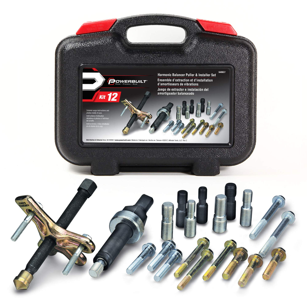 Powerbuilt Harmonic Balancer Puller And Installer Tool Set, Install And Remove Kit, Cars And Light Trucks, Storage Case - 648637