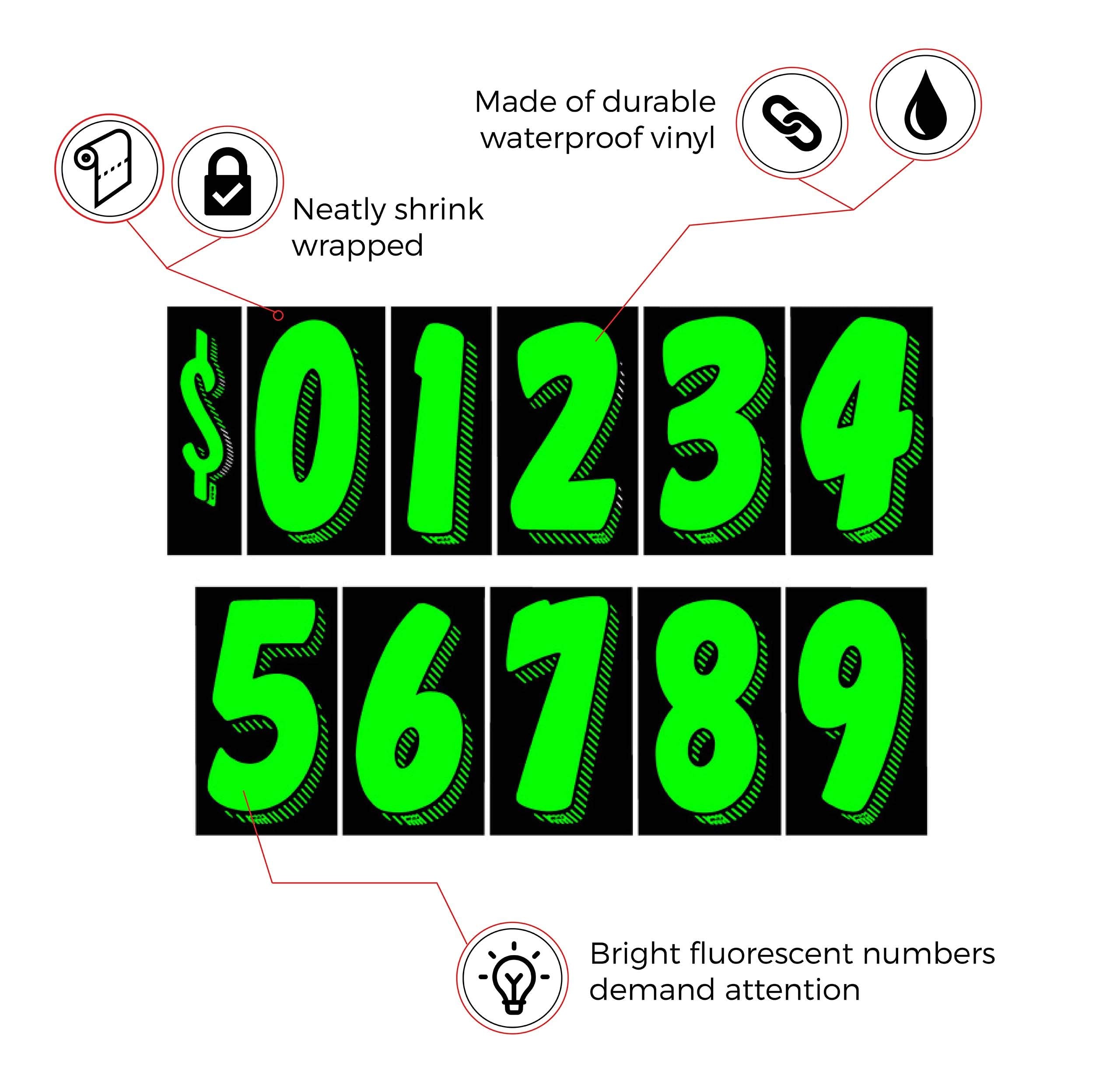 EZ Line Vinyl Decals for Cars Chartreuse Large Number Stickers Windshield Pricing Number (Number 3)