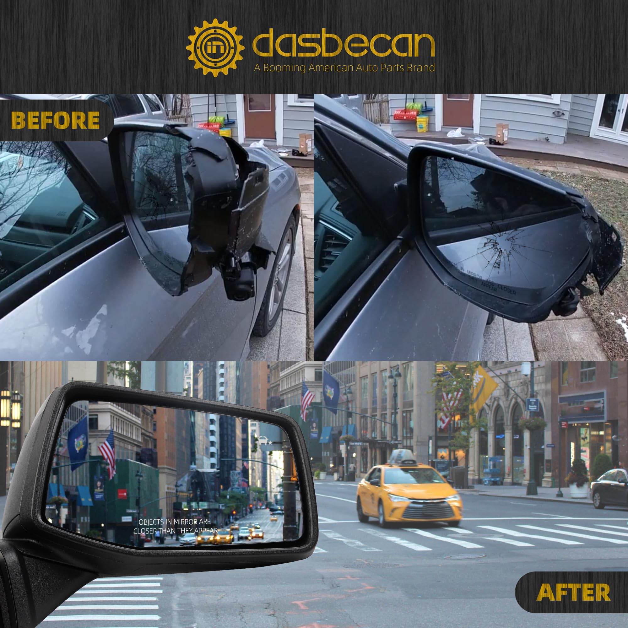 Dasbecan Right Passenger Side Mirror Compatible with 2019-2024 Chevy Silverado 1500 With Power Glass/Temperature Sensor/LED Turn