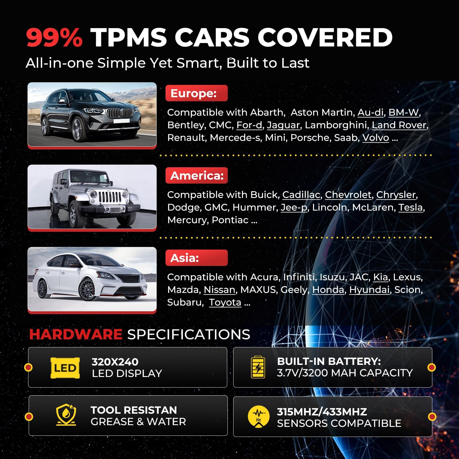 Autel MaxiTPMS TS508WF TPMS Programming Tool, 2025 WiFi Ver. of TS508 TS501 Pro TS408S, Program MX-Sensors (315/433 MHz), TPMS Reset/Relearn/Activate All Sensors, TPMS Scan Tool Read/Clear DTCs