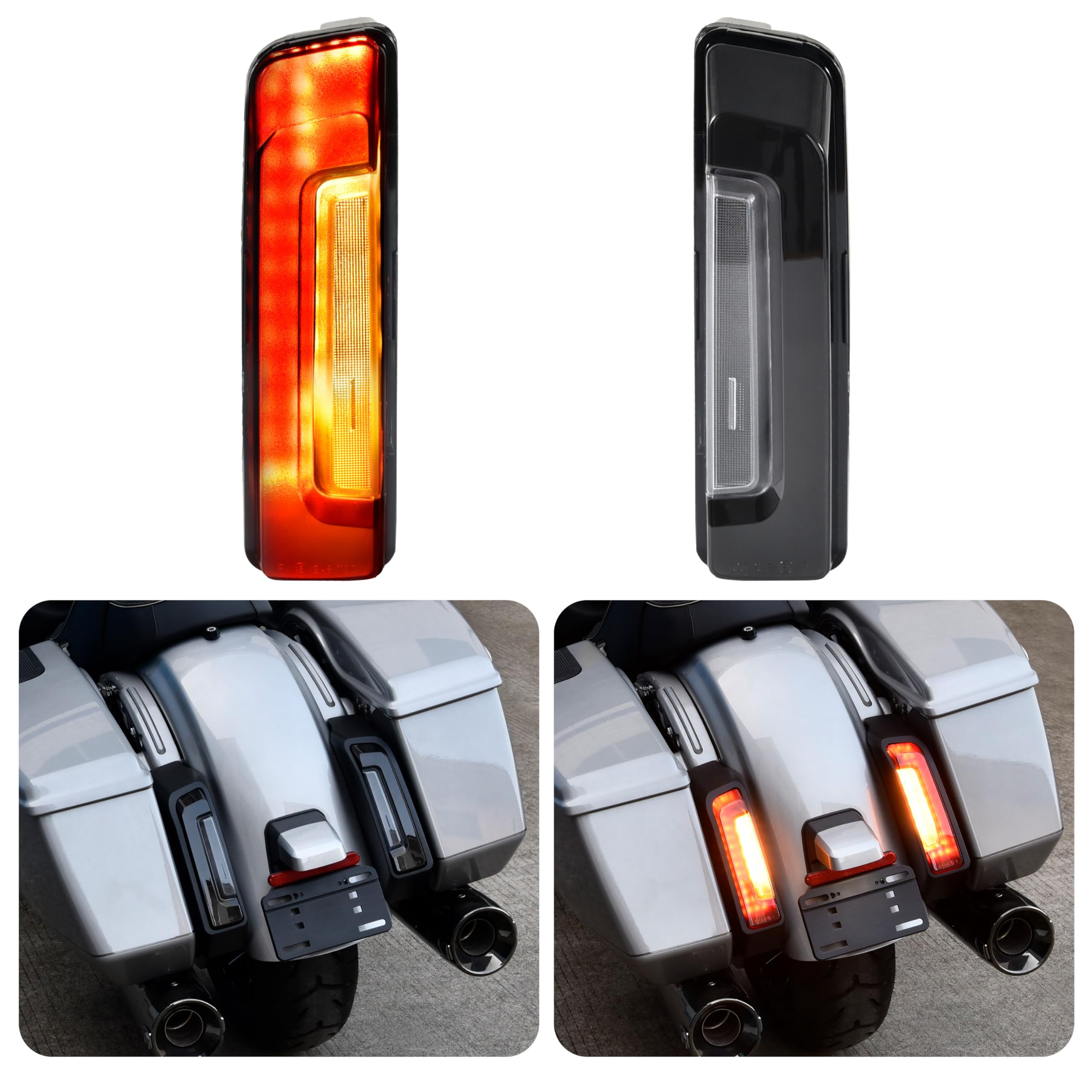 VEISUTOR Rear Fender Light Saddlebag Side Light for Road Glide Street Glide 2024, Smoked Auxiliary LED Run Brake Turn Lamps Ligh