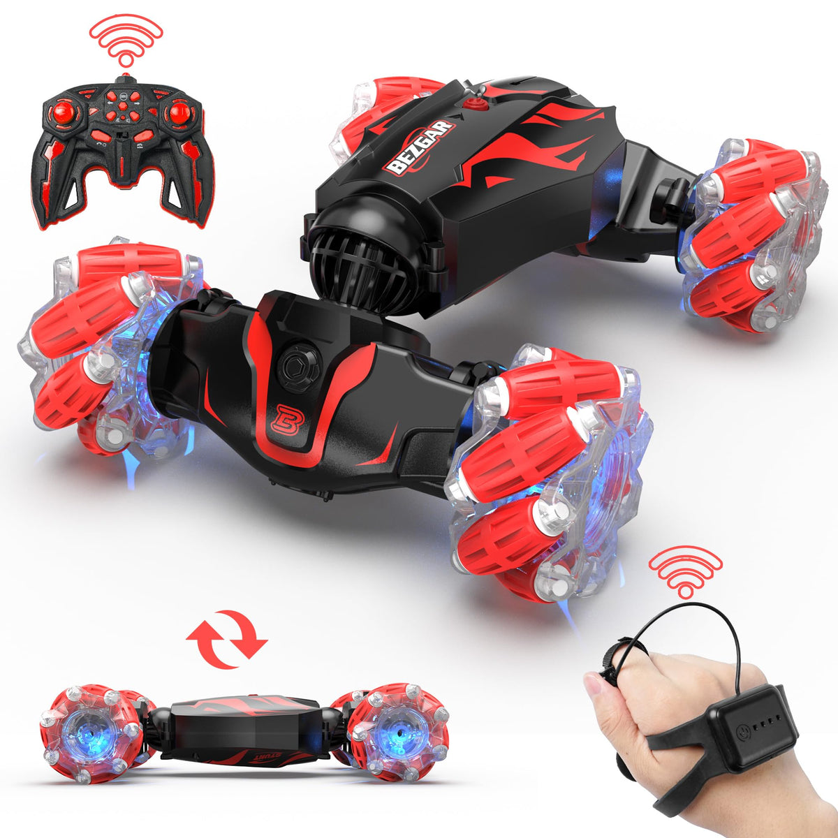 Bezgar Remote Control Car - Gesture Rc Car With Lighting, Sound & Smoke Effects, 2.4Ghz Hand Controlled Rc Stunt Car For Kids, I