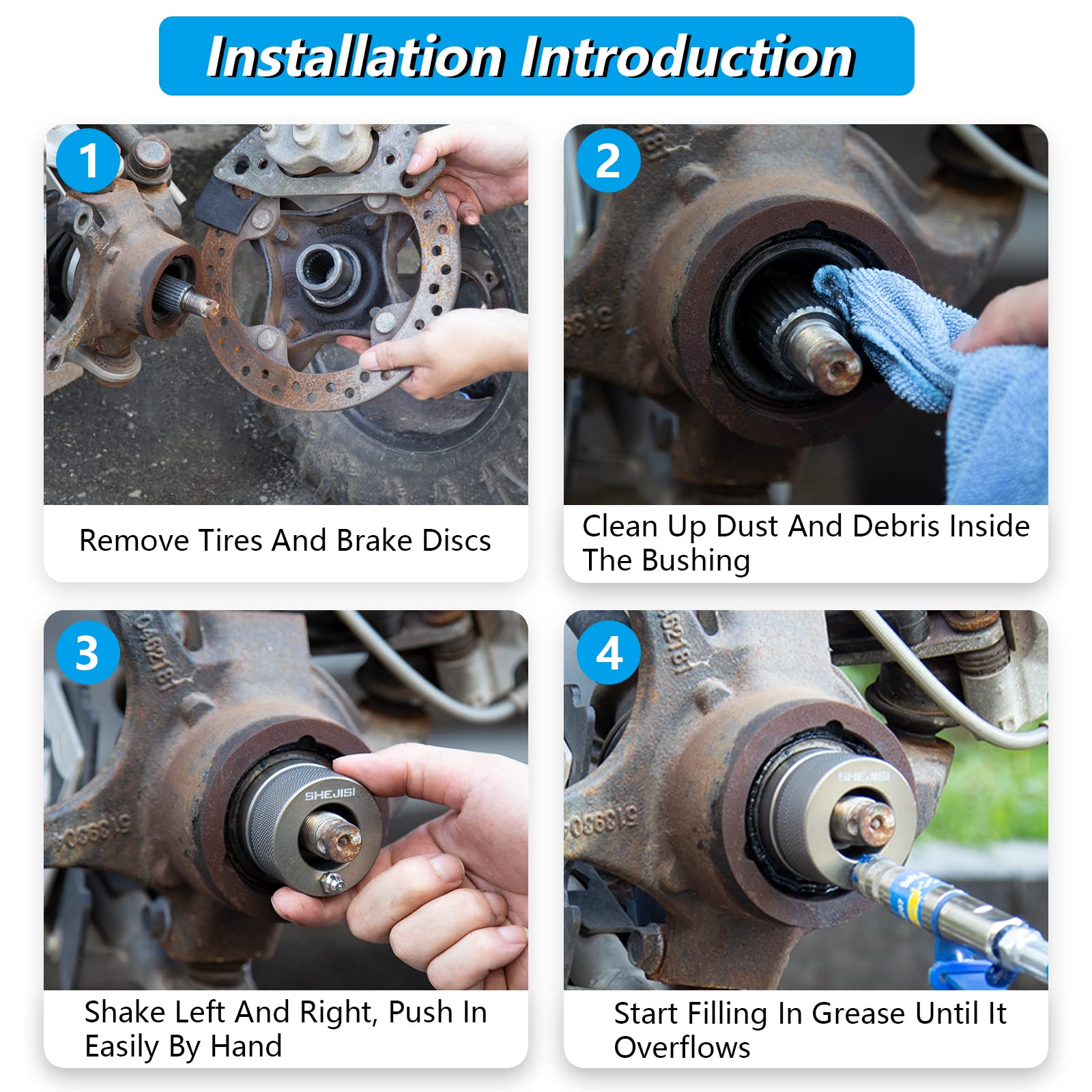 Shejisi 44Mm*40Mm*39Mm Utv Wheel Bearing Greaser,Wear-Resistant Coating, Groove Design Makes It Easier To Inject Grease,For Polaris Ranger Rzr Xp 1000 Scrambler Sprotsman (44Mm)