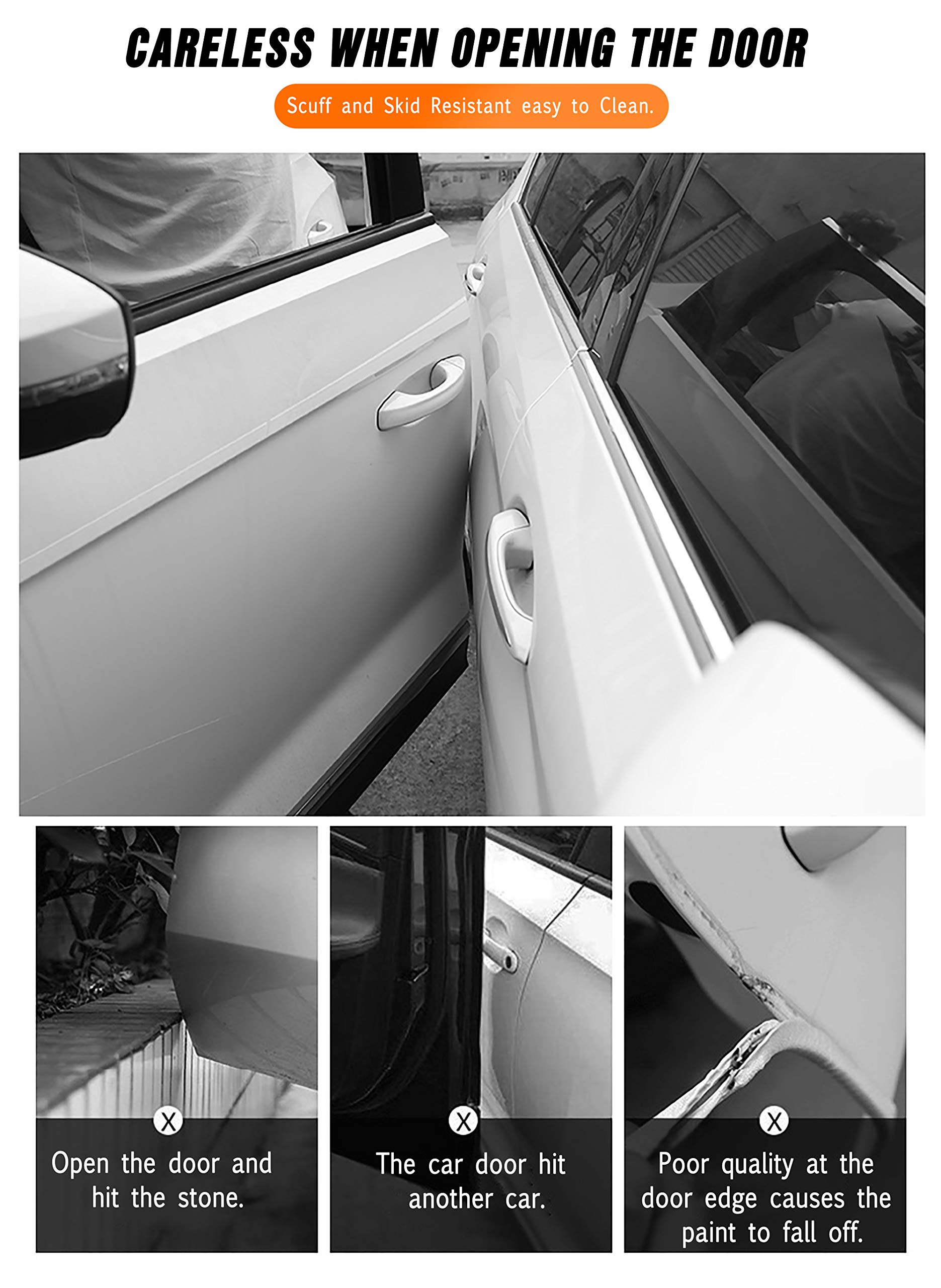 Car Door Transparent Seal Strip Door Edge Cover Guard Strips Entry Sill Guard Scuff Plate Protectors Invisible Universal Anti-Sc