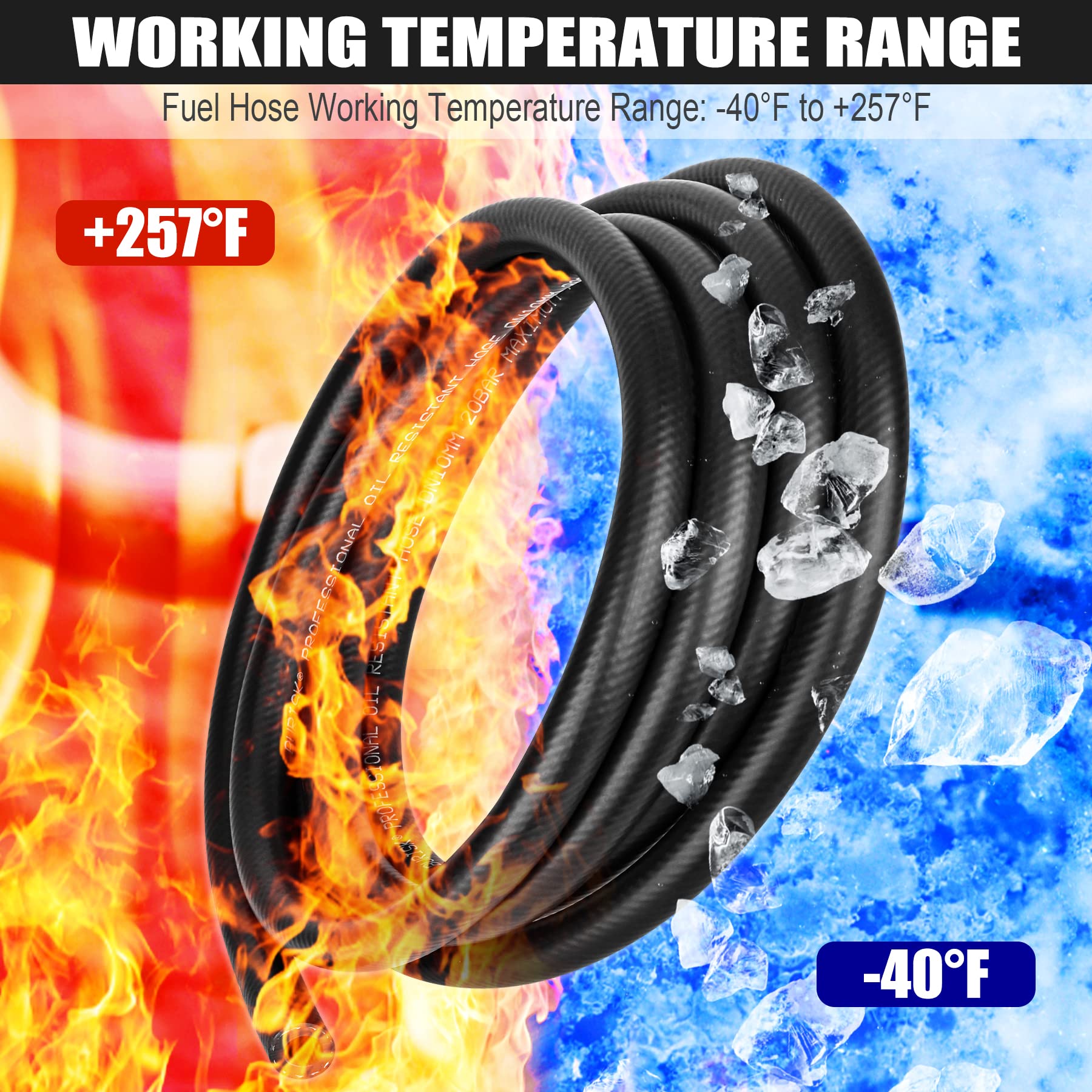 5/16 Inch (8Mm) Id Fuel Line Hose 20Ft Nbr Rubber Push Lock Hose High Pressure 300Psi For Automotive Fuel Systems Engines